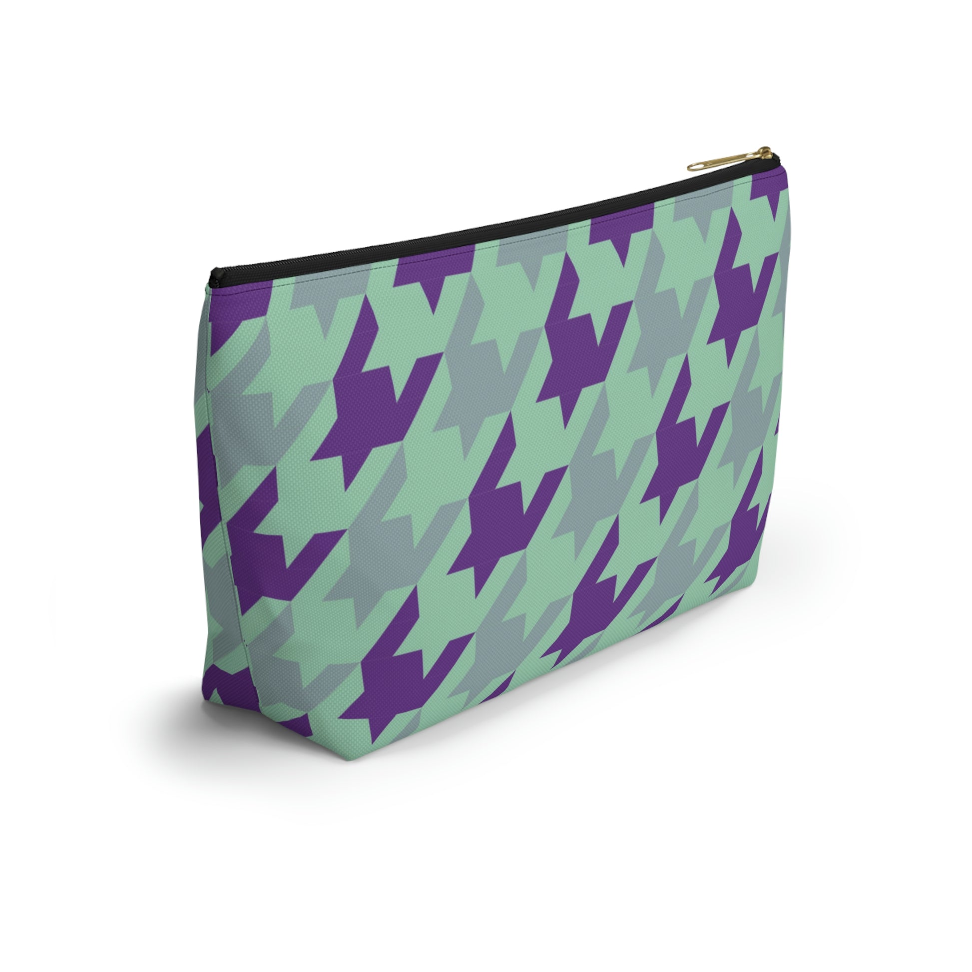 Purple & Mint Accessory Pouch with T-bottom - BowsAndArtsDesigns