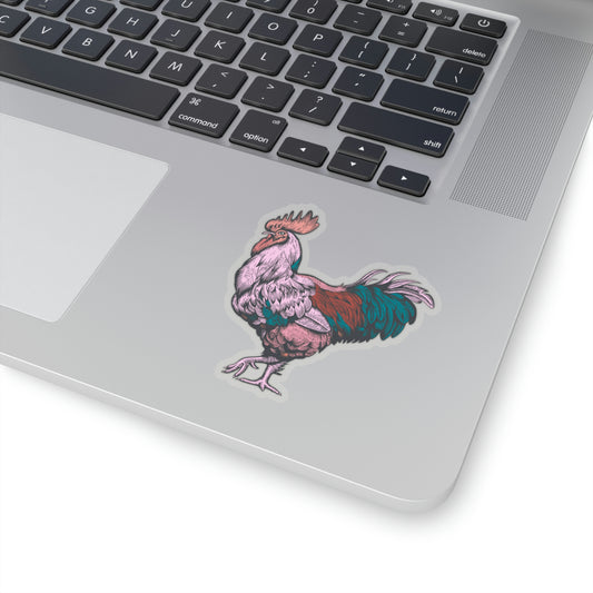 Pink & Turquoise Rooster Gamecock Vinyl Kiss-Cut Sticker - BowsAndArtsDesigns