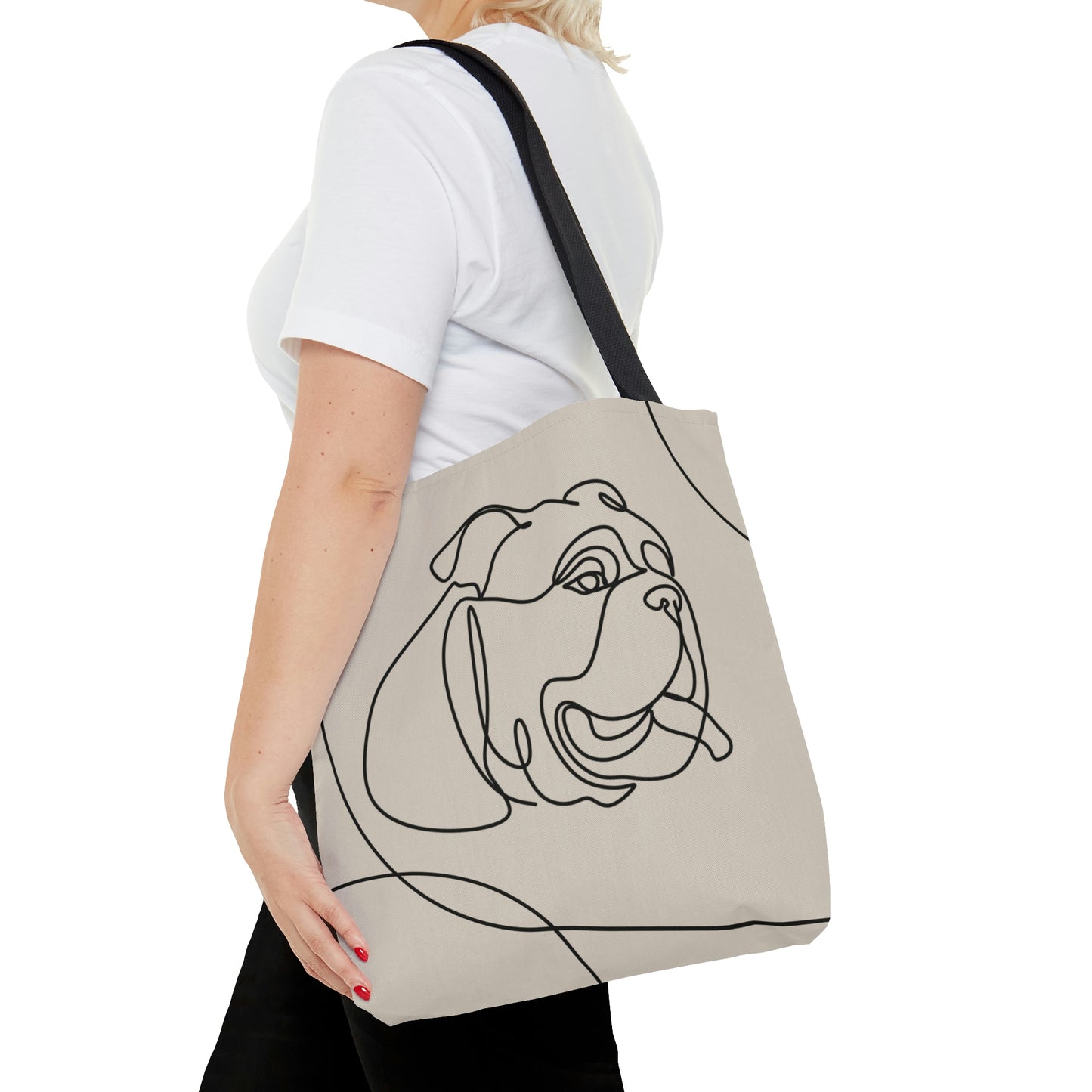 Taupe Bulldog Aesthetic Canvas Tote Bag