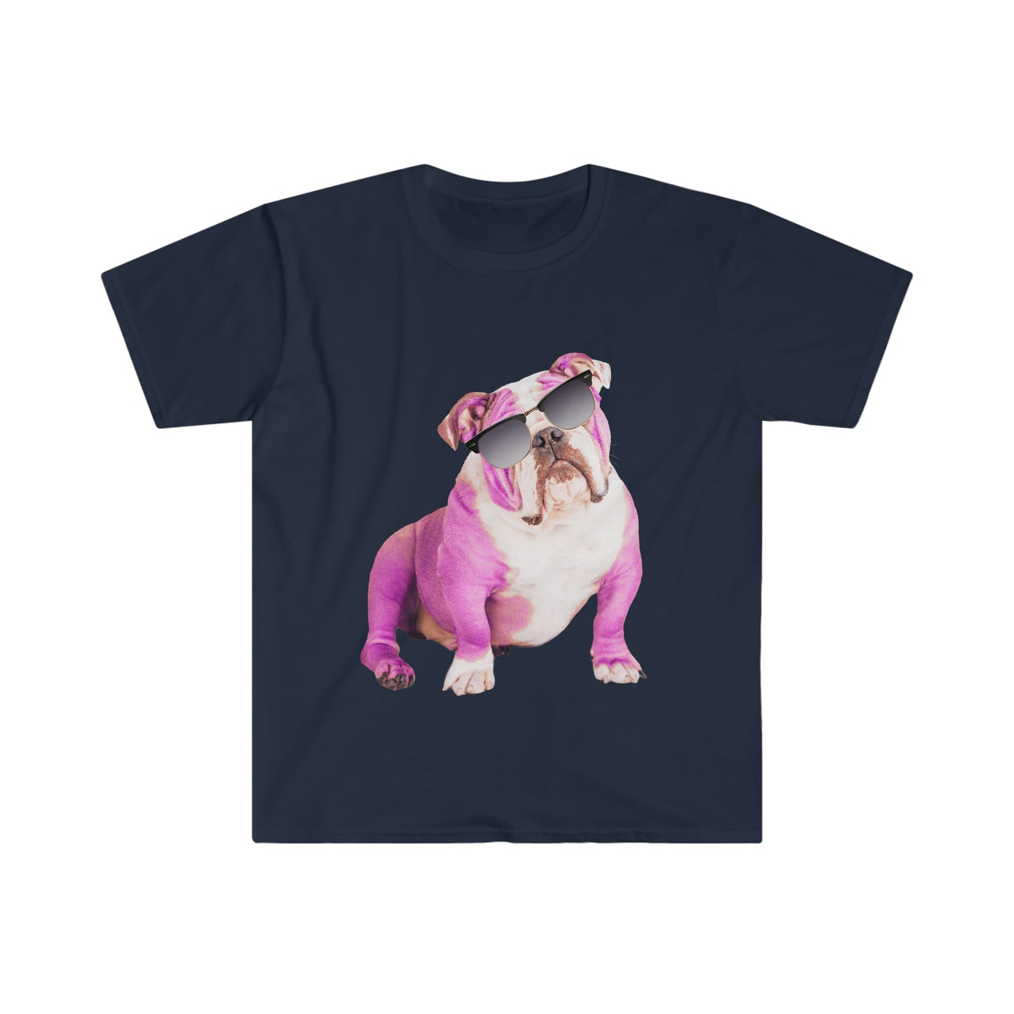 Pink Bulldog Sunnies Unisex Softstyle T-shirt