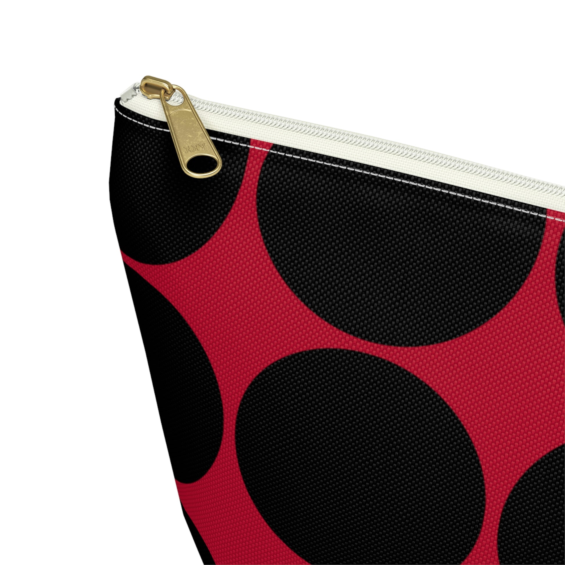 Red & Black Circle Accessory Pouch with T-bottom - BowsAndArtsDesigns