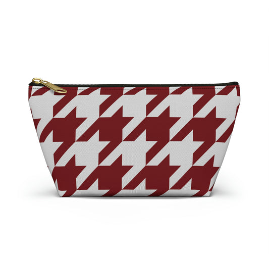 Garnet & Gray Houndstooth Accessory Pouch with T-bottom