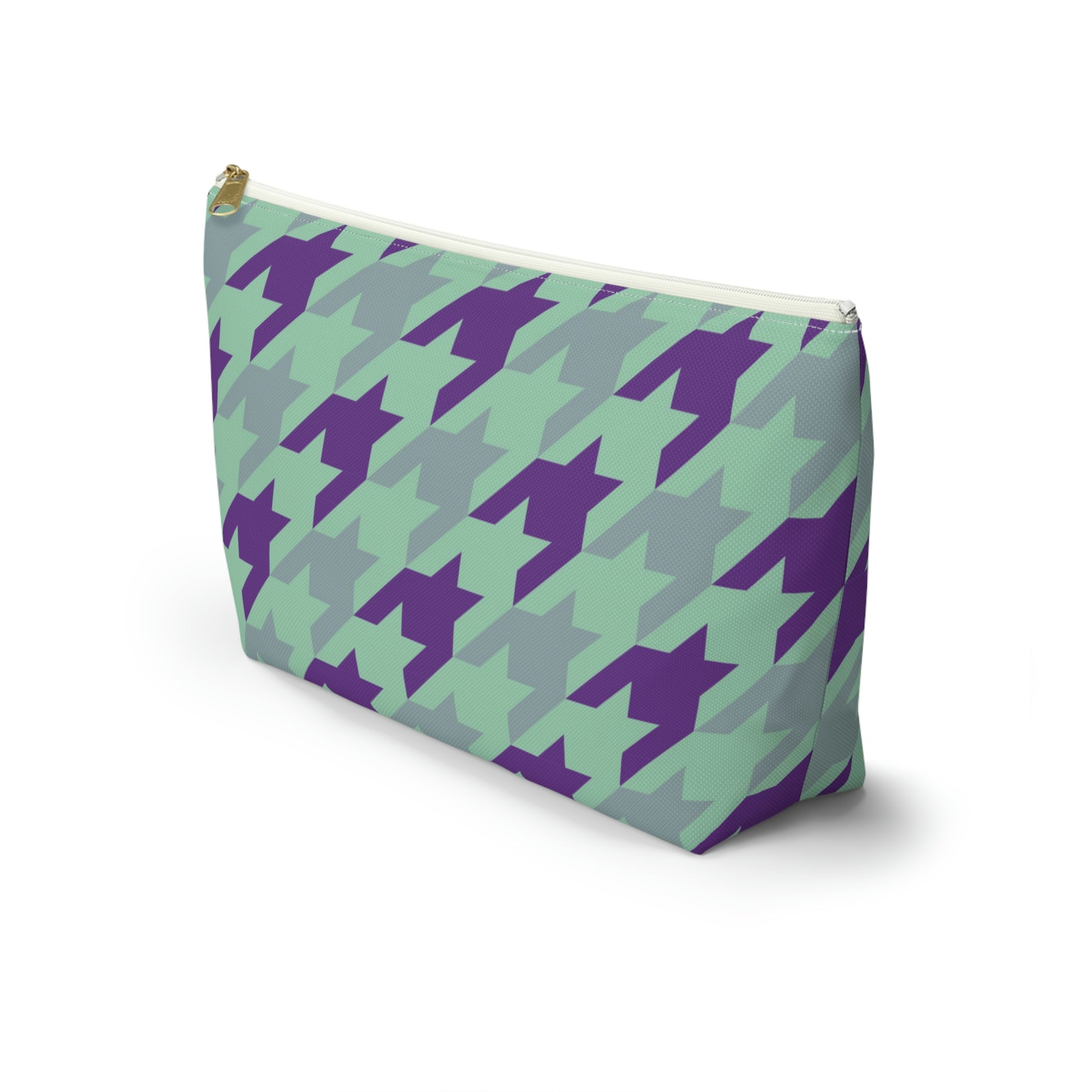 Purple & Mint Accessory Pouch with T-bottom - BowsAndArtsDesigns