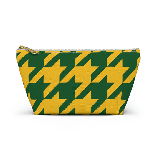 Green & Yellow Accessory Pouch with T-bottom - BowsAndArtsDesigns