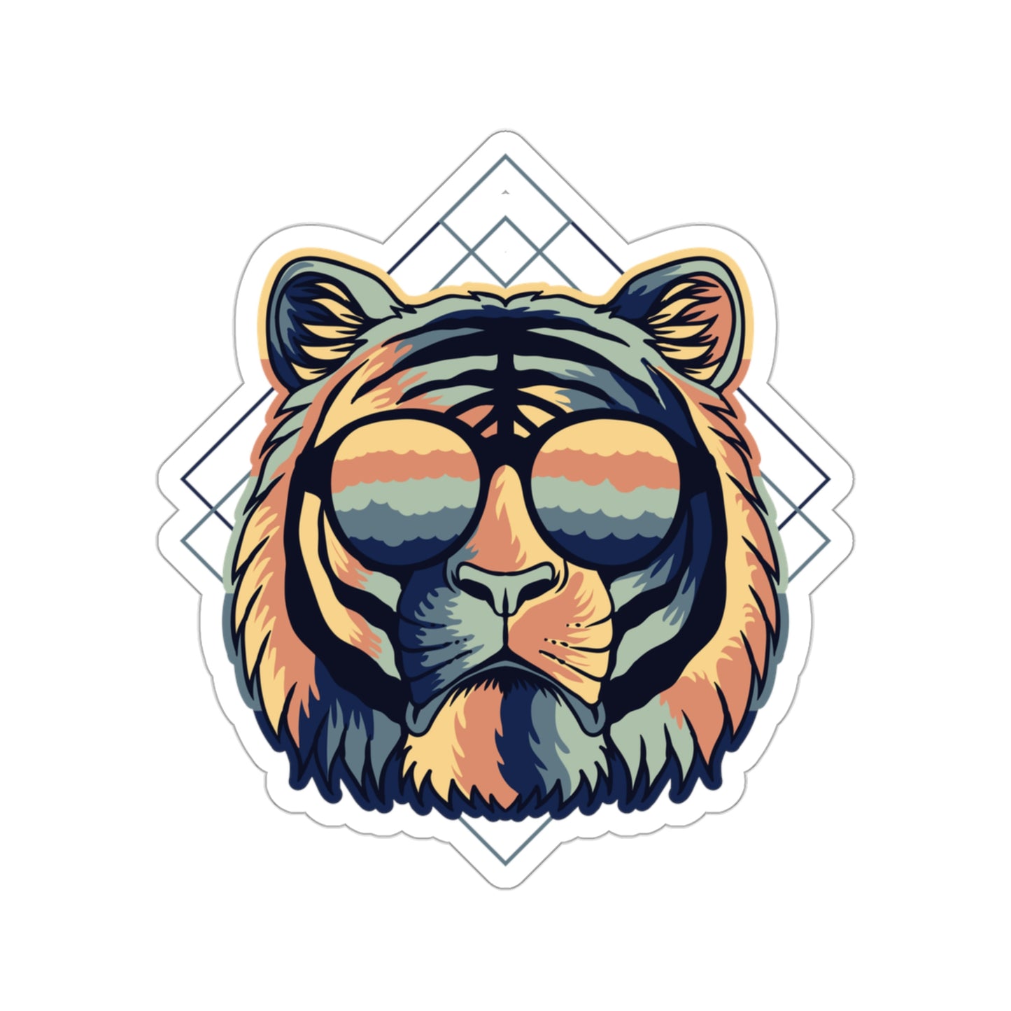 Earth Tone Tiger Sunnies Vinyl Kiss-Cut Sticker - BowsAndArtsDesigns