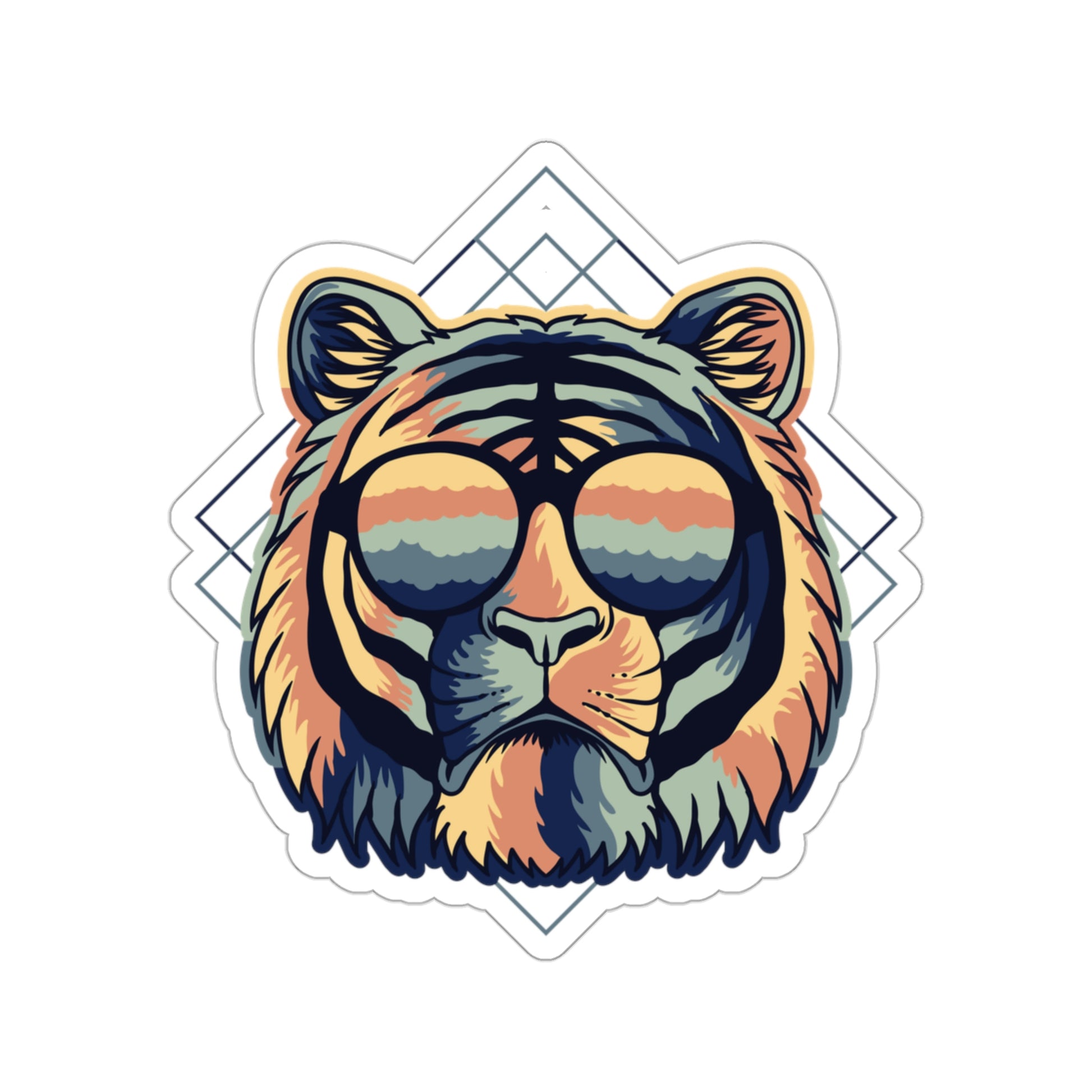 Earth Tone Tiger Sunnies Vinyl Kiss-Cut Sticker - BowsAndArtsDesigns