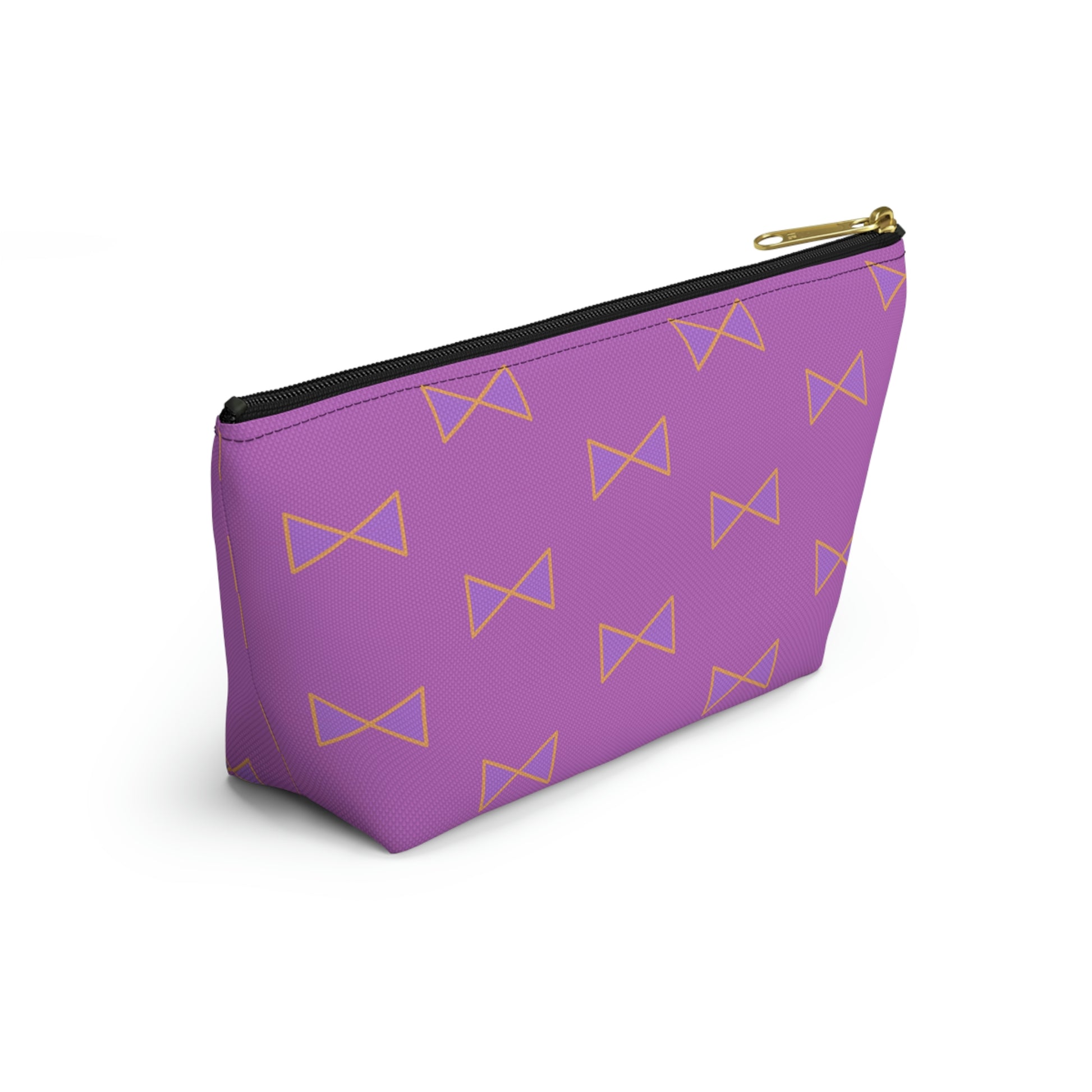 Purple & Tangerine Orange Bows Accessory Pouch with T-bottom - BowsAndArtsDesigns