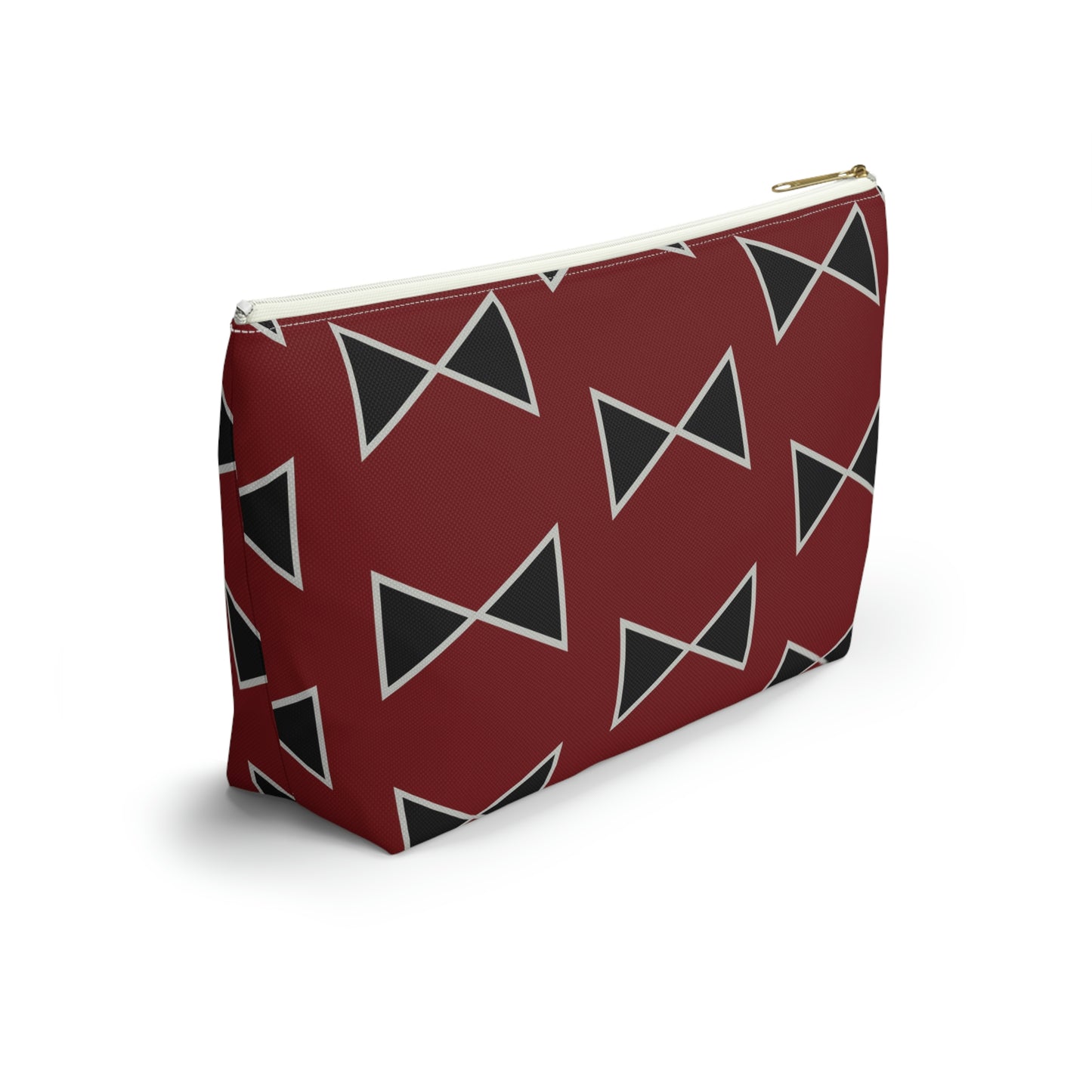 Black & Garnet Maroon Bows Accessory Pouch with T-bottom