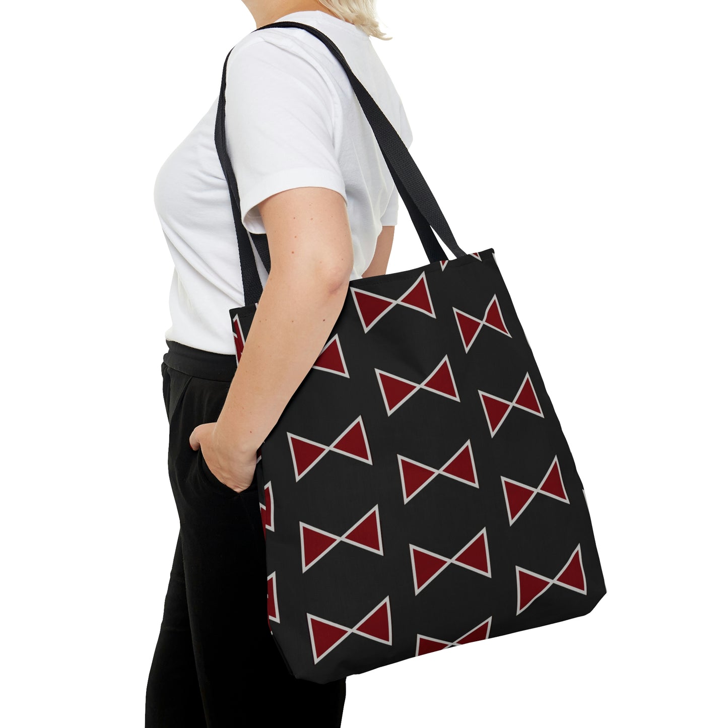 Black & Garnet Maroon Bows Canvas Tote Bag - BowsAndArtsDesigns