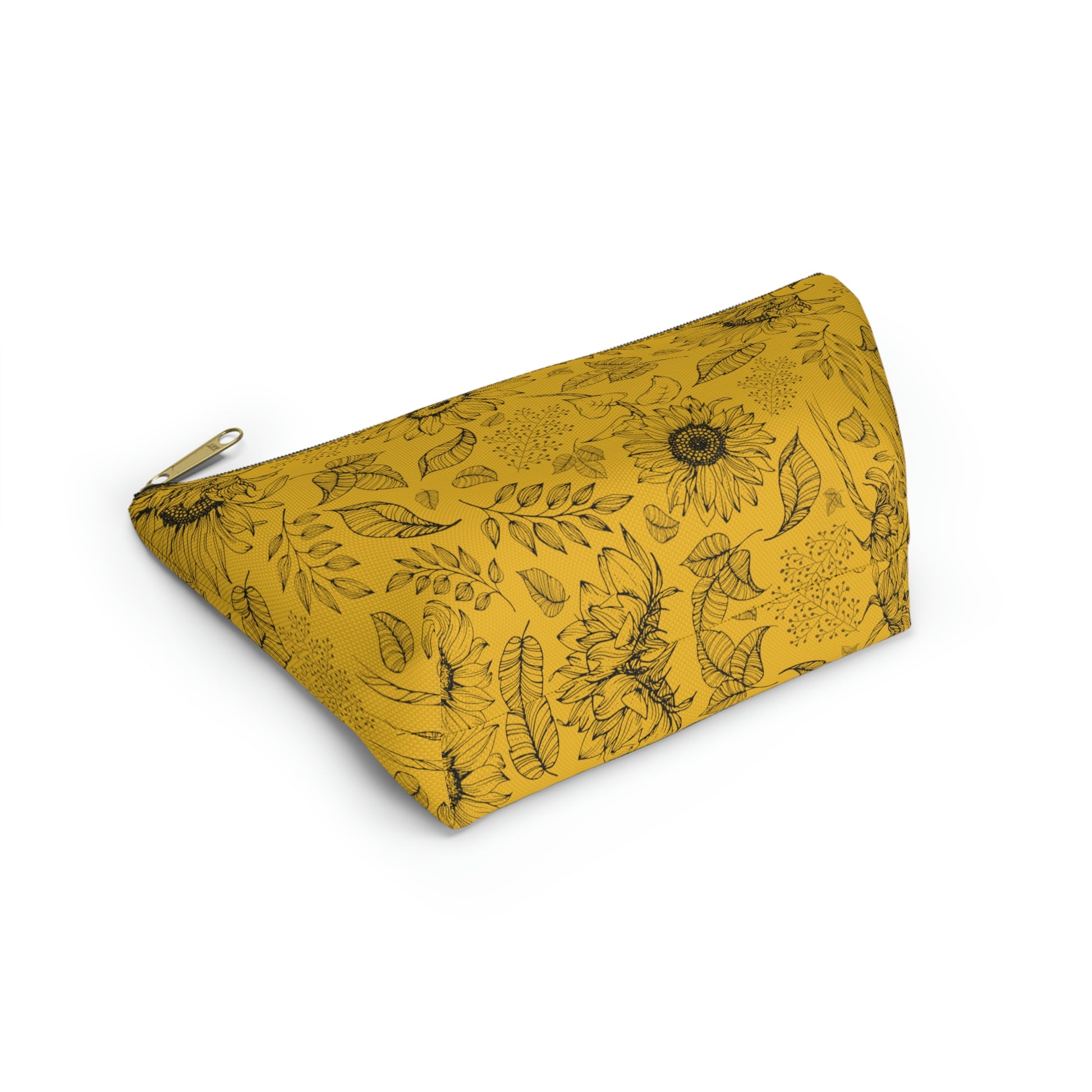 Yellow Sunflower Accessory Pouch with T-bottom - BowsAndArtsDesigns