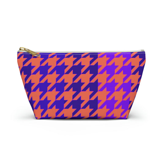 Purple & Orange Houndstooth Accessory Pouch with T-bottom - BowsAndArtsDesigns