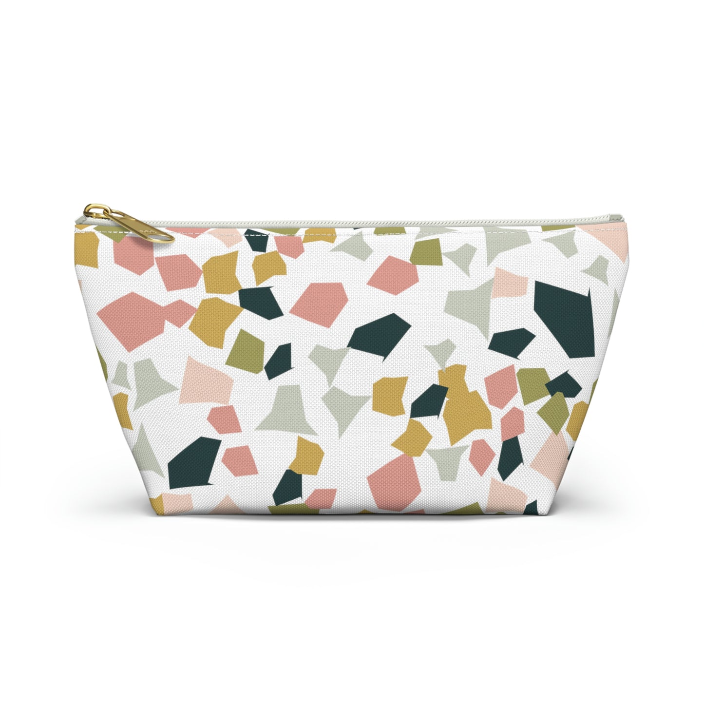 Pink & Green Terrazzo Accessory Pouch with T-bottom