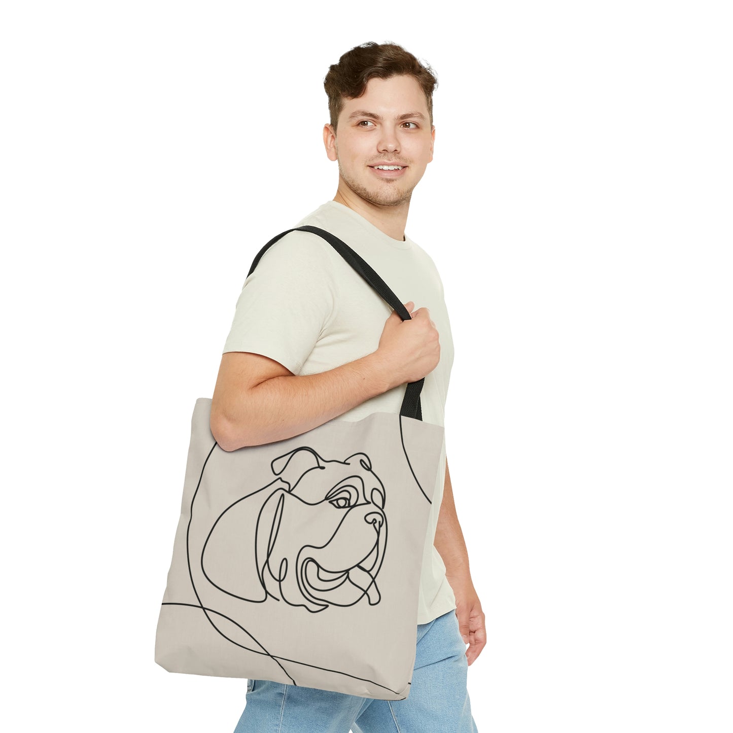 Taupe Bulldog Aesthetic Canvas Tote Bag