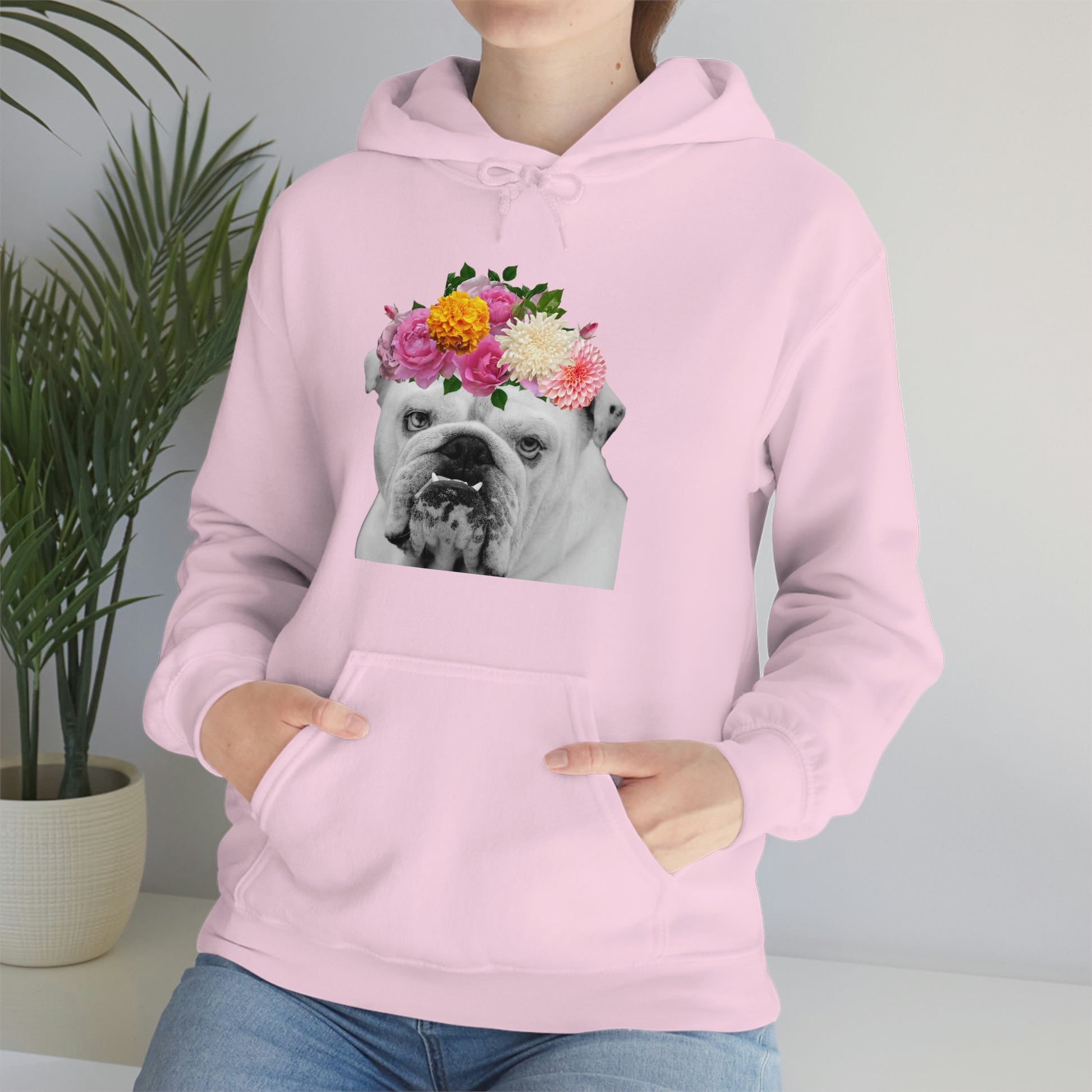 Very Pretty Bulldog Flower Crown Hoodie | Multiple Colors - BowsAndArtsDesigns