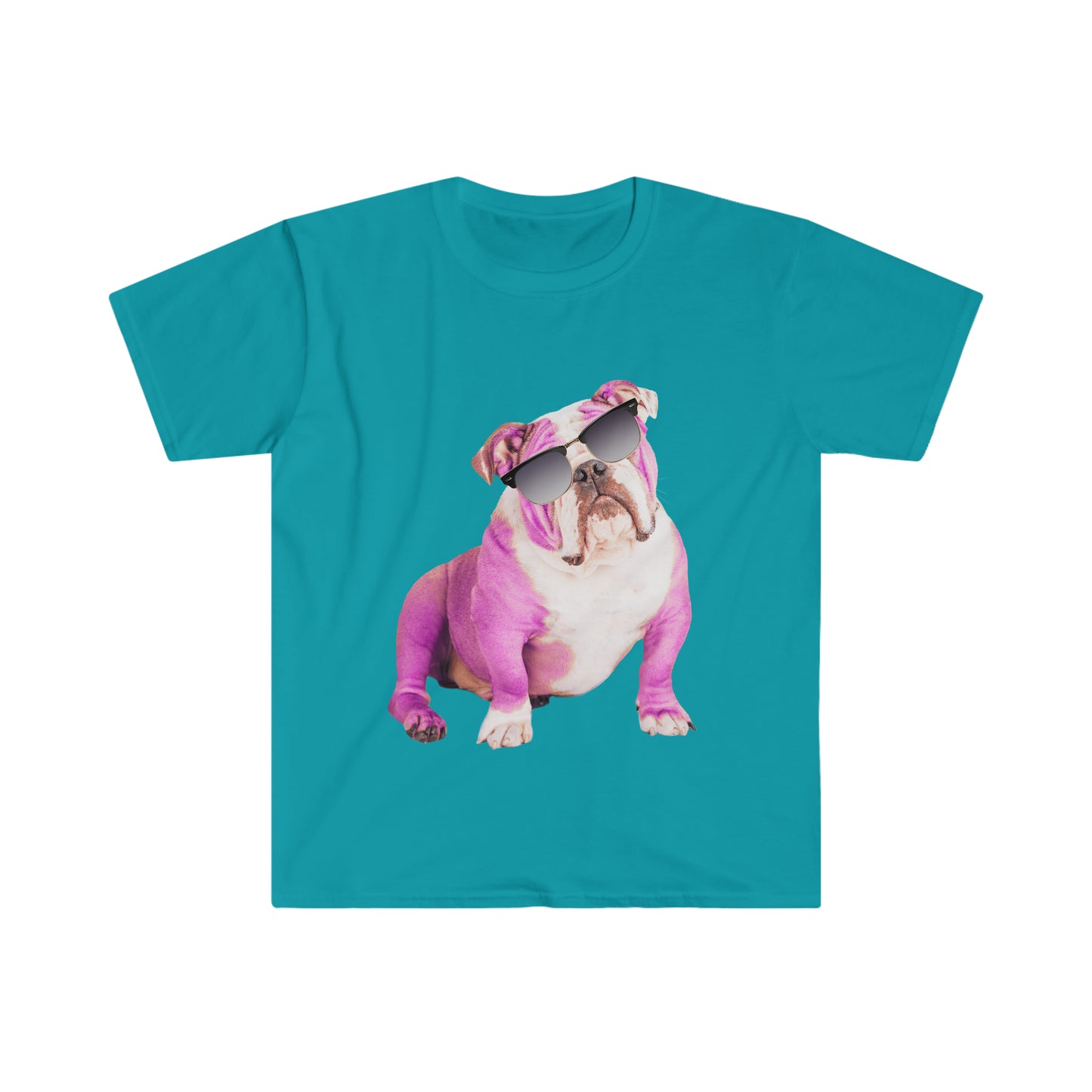 Pink Bulldog Sunnies Unisex Softstyle T-shirt
