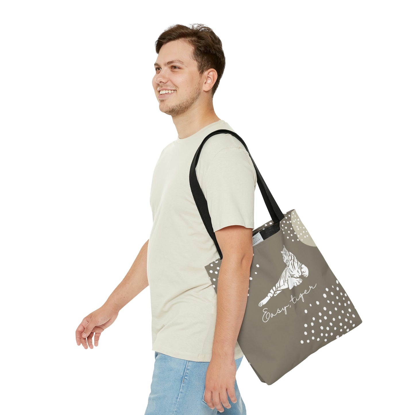 Easy, Tiger Neutral Tones Canvas Tote Bag