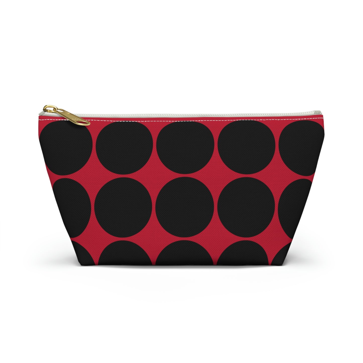 Red & Black Circle Accessory Pouch with T-bottom - BowsAndArtsDesigns