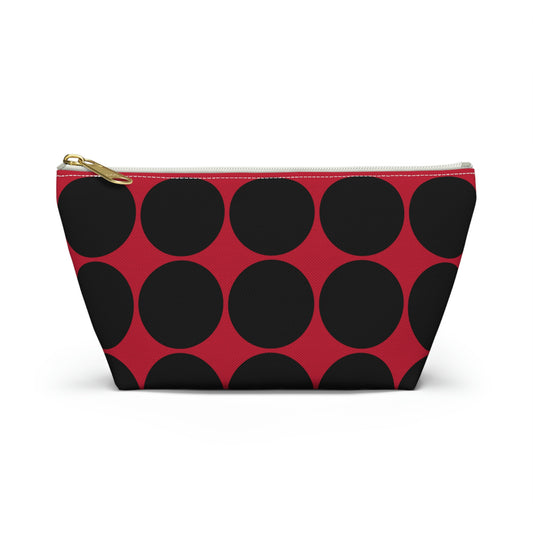 Red & Black Circle Accessory Pouch with T-bottom - BowsAndArtsDesigns