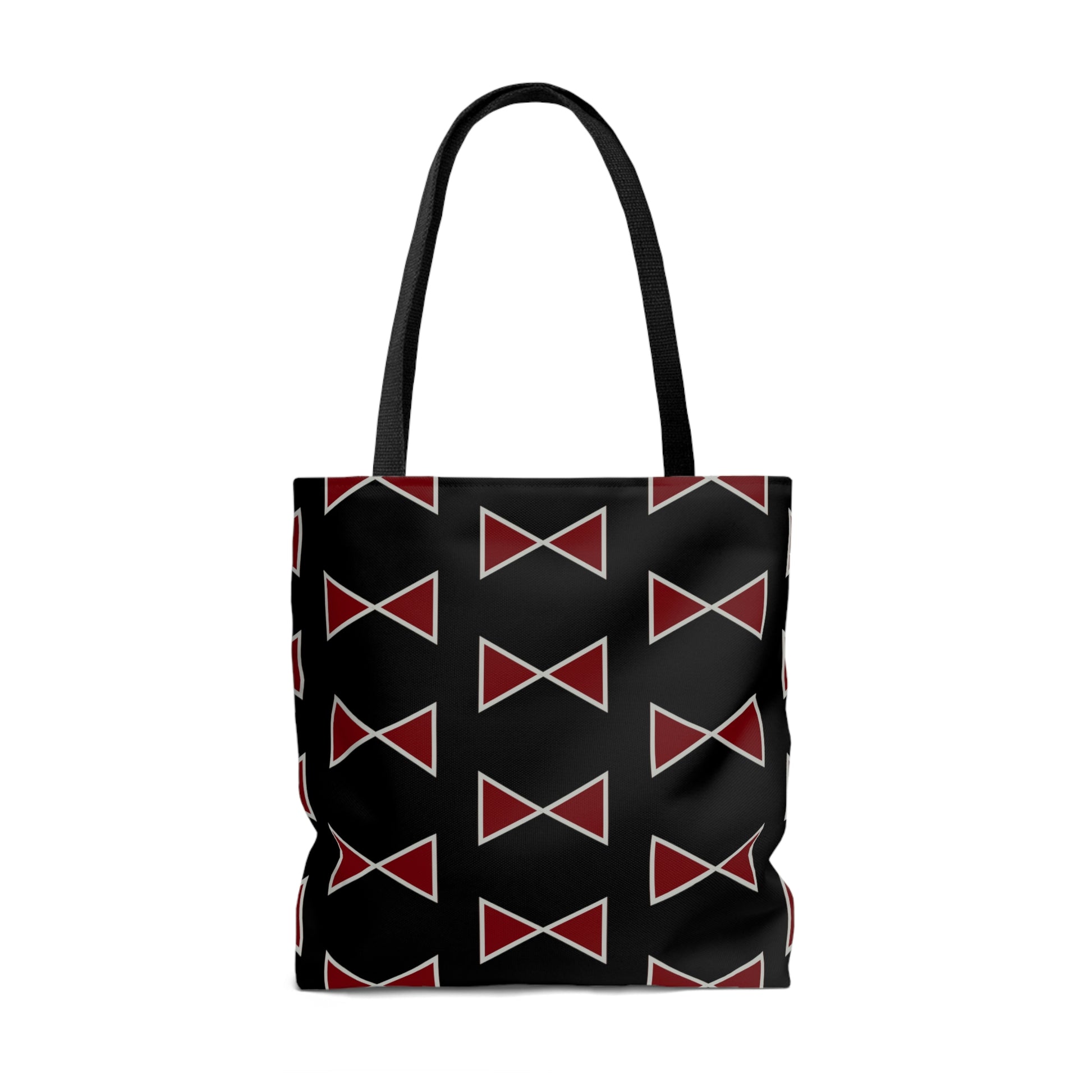 Black & Garnet Maroon Bows Canvas Tote Bag - BowsAndArtsDesigns