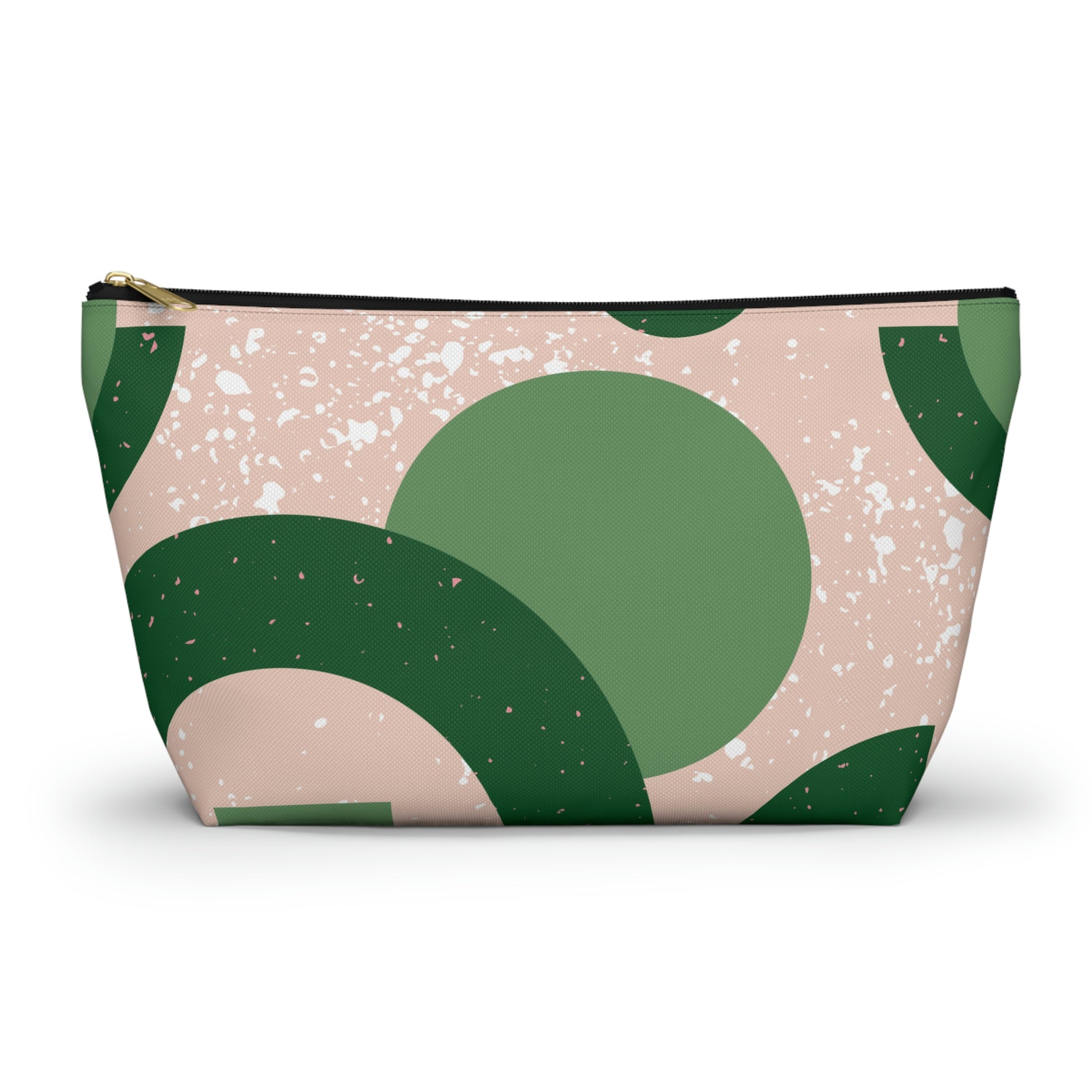 Green & Peach Mid Century Modern Accessory Pouch with T-bottom - BowsAndArtsDesigns