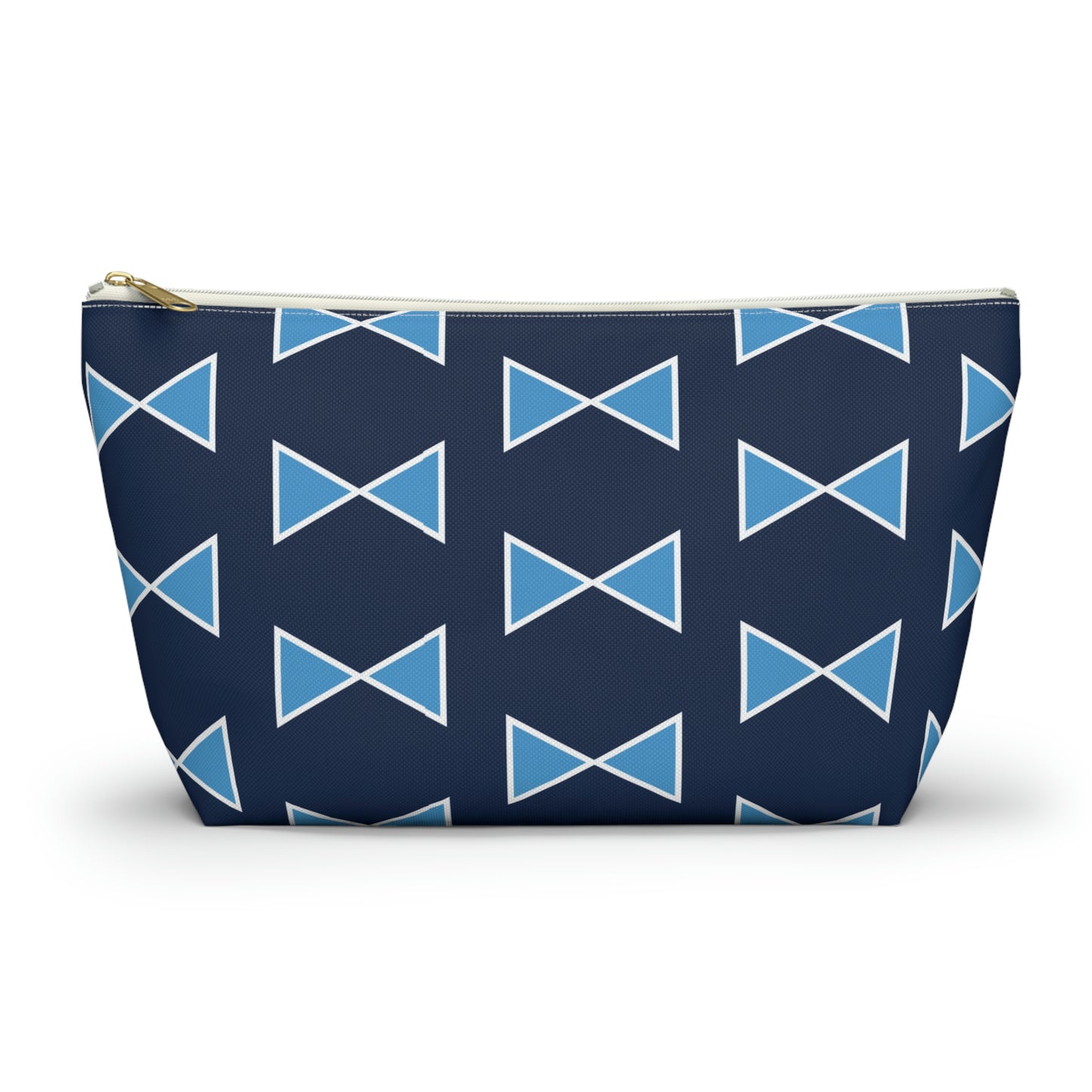 Light Blue & Navy Bows Accessory Pouch with T-bottom - BowsAndArtsDesigns