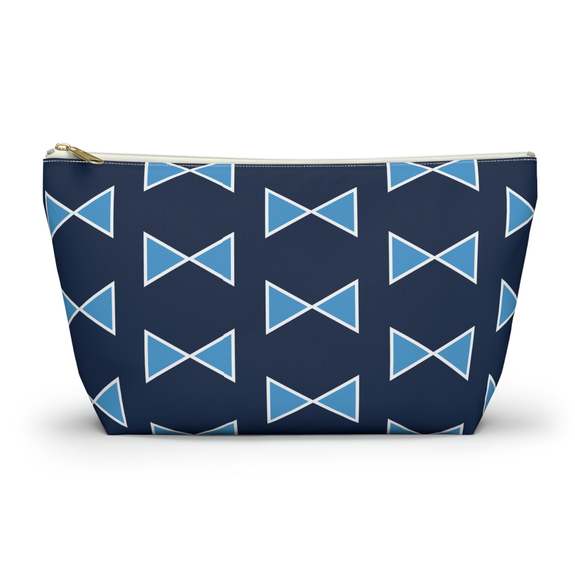 Light Blue & Navy Bows Accessory Pouch with T-bottom - BowsAndArtsDesigns