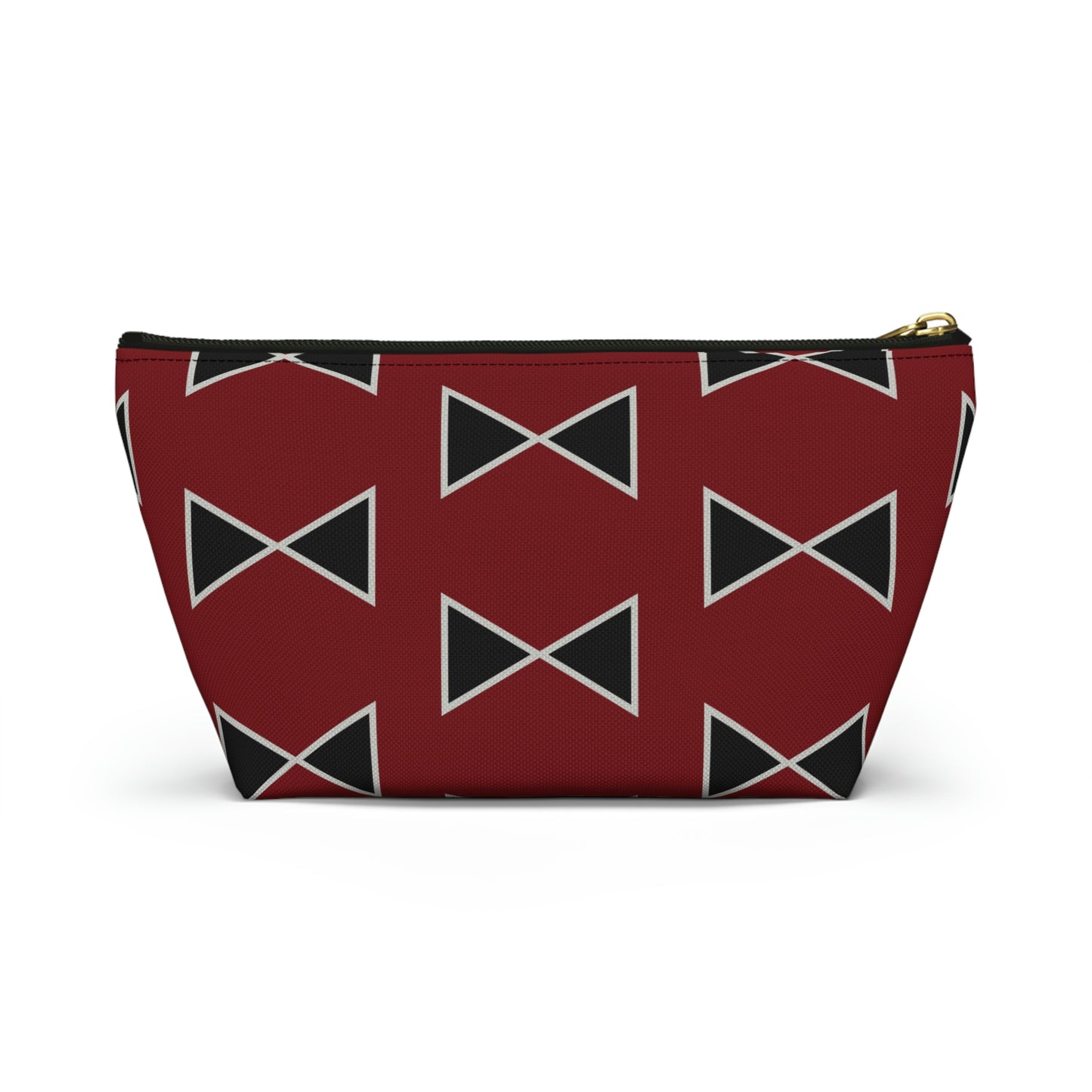 Black & Garnet Maroon Bows Accessory Pouch with T-bottom