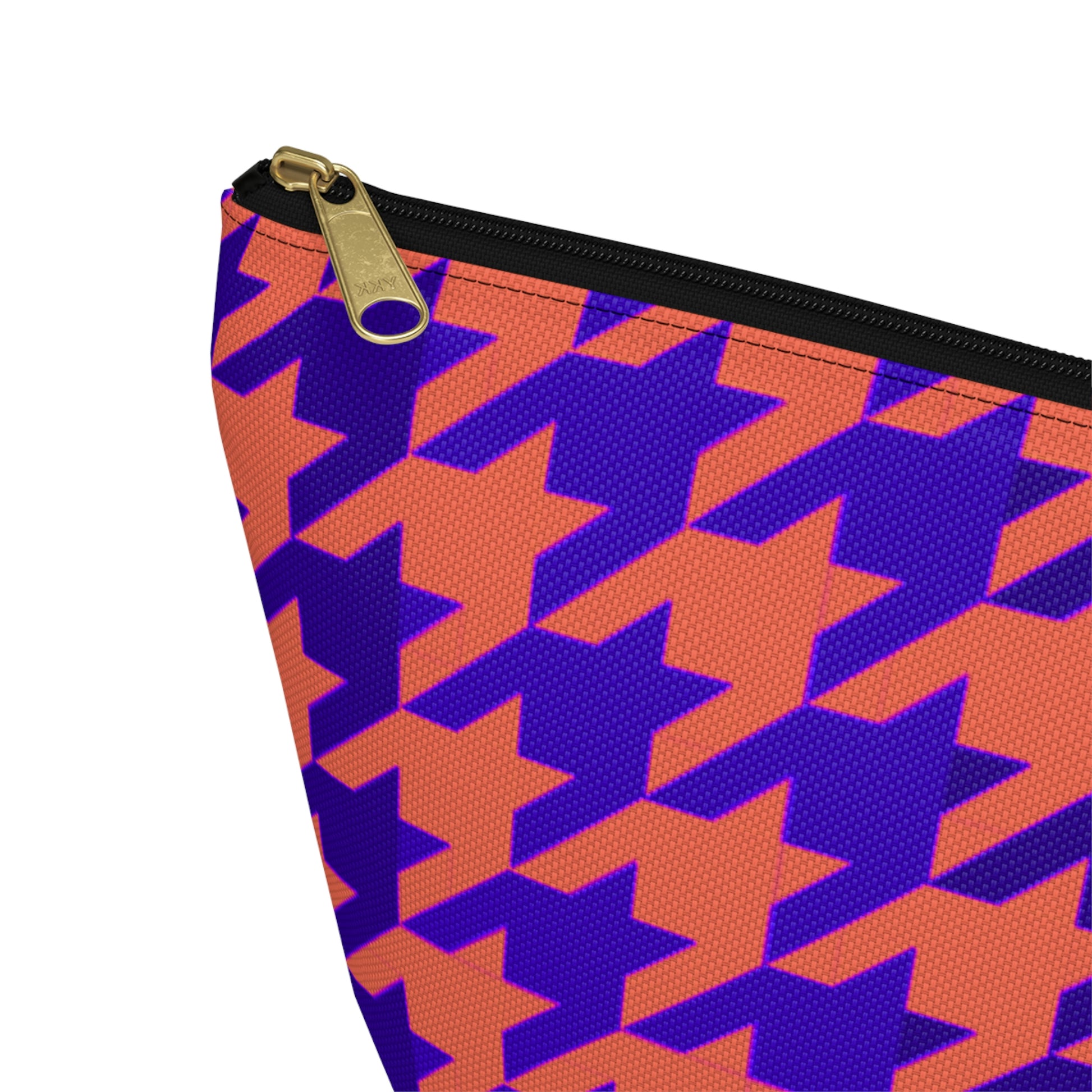 Purple & Orange Houndstooth Accessory Pouch with T-bottom - BowsAndArtsDesigns