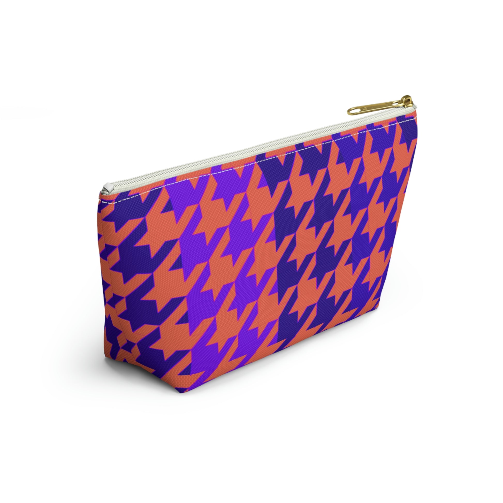 Purple & Orange Houndstooth Accessory Pouch with T-bottom - BowsAndArtsDesigns