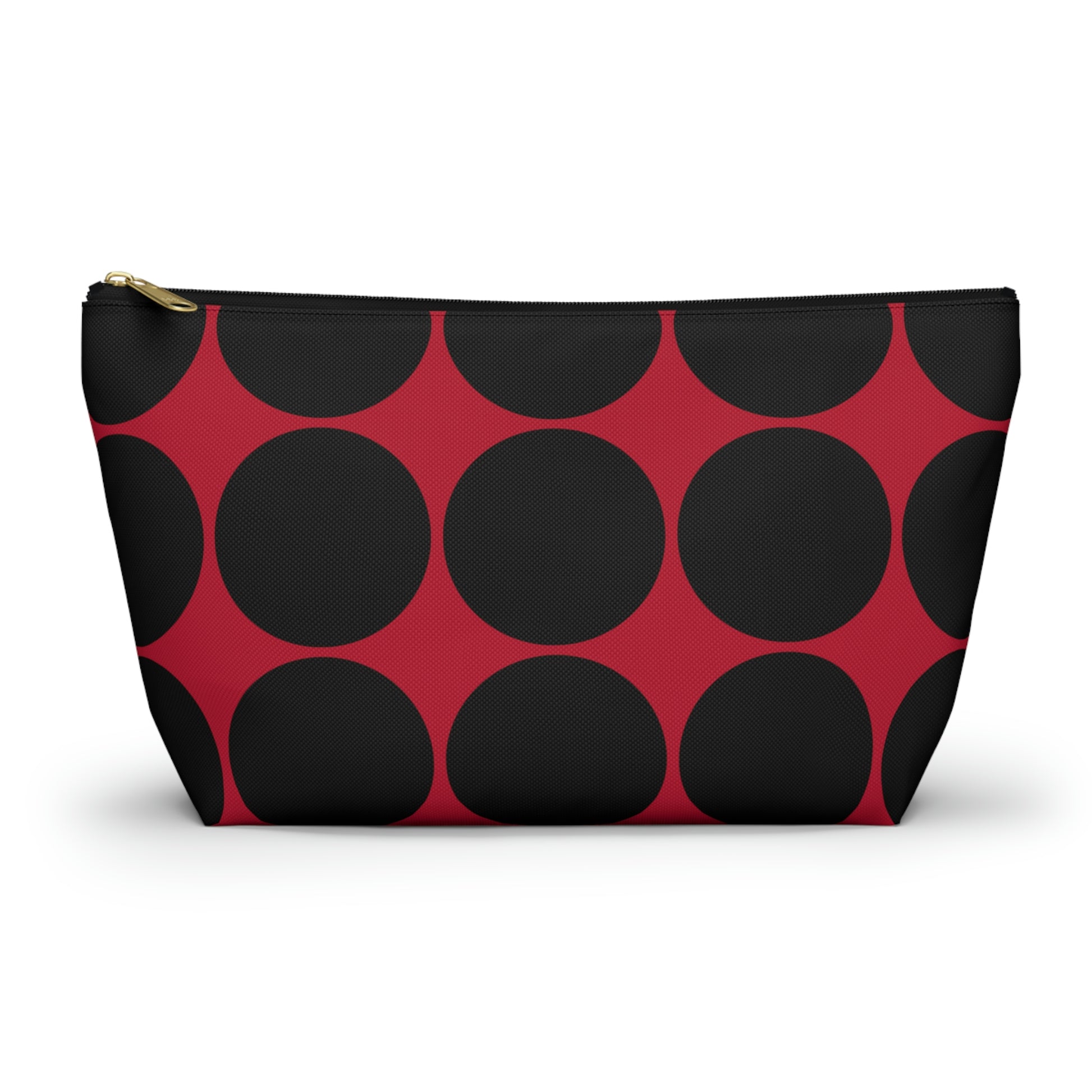Red & Black Circle Accessory Pouch with T-bottom - BowsAndArtsDesigns