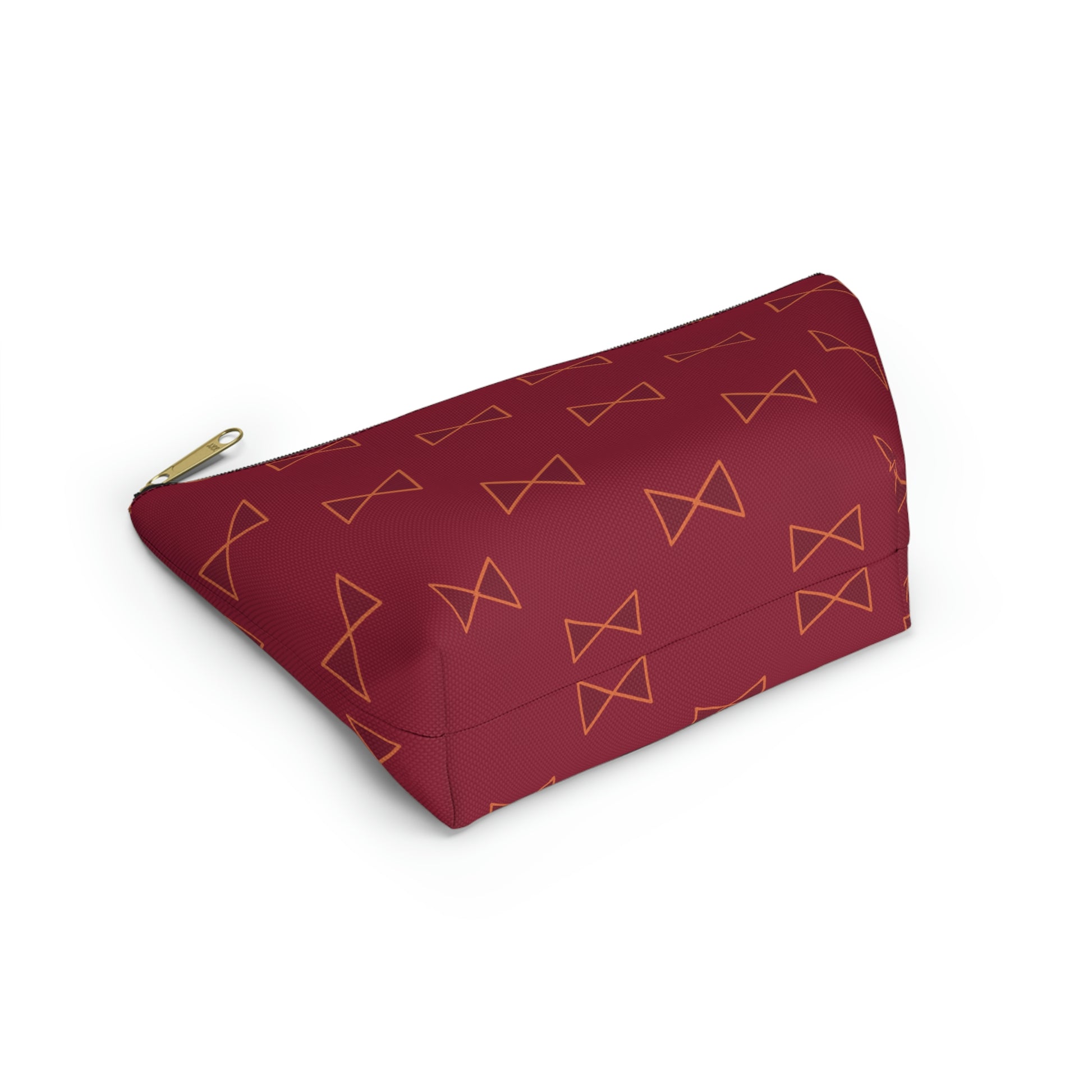 Maroon & Tangerine Bows Accessory Pouch with T-bottom - BowsAndArtsDesigns