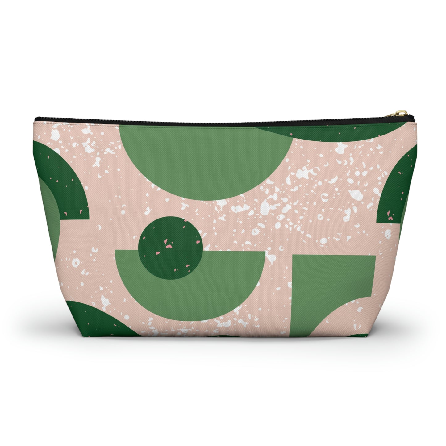 Green & Peach Mid Century Modern Accessory Pouch with T-bottom - BowsAndArtsDesigns