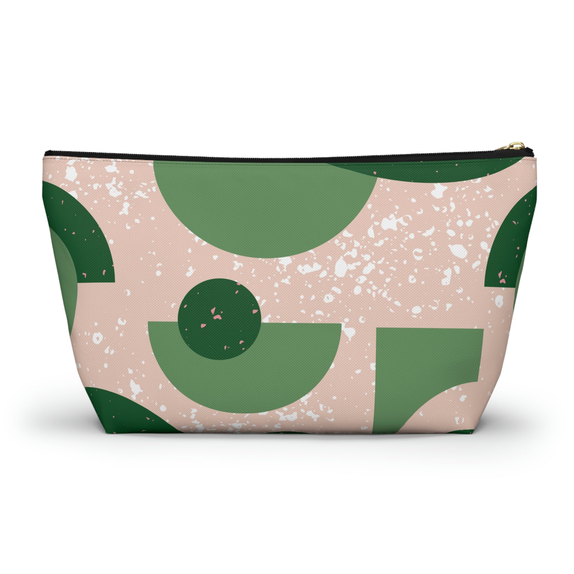 Green & Peach Mid Century Modern Accessory Pouch with T-bottom - BowsAndArtsDesigns