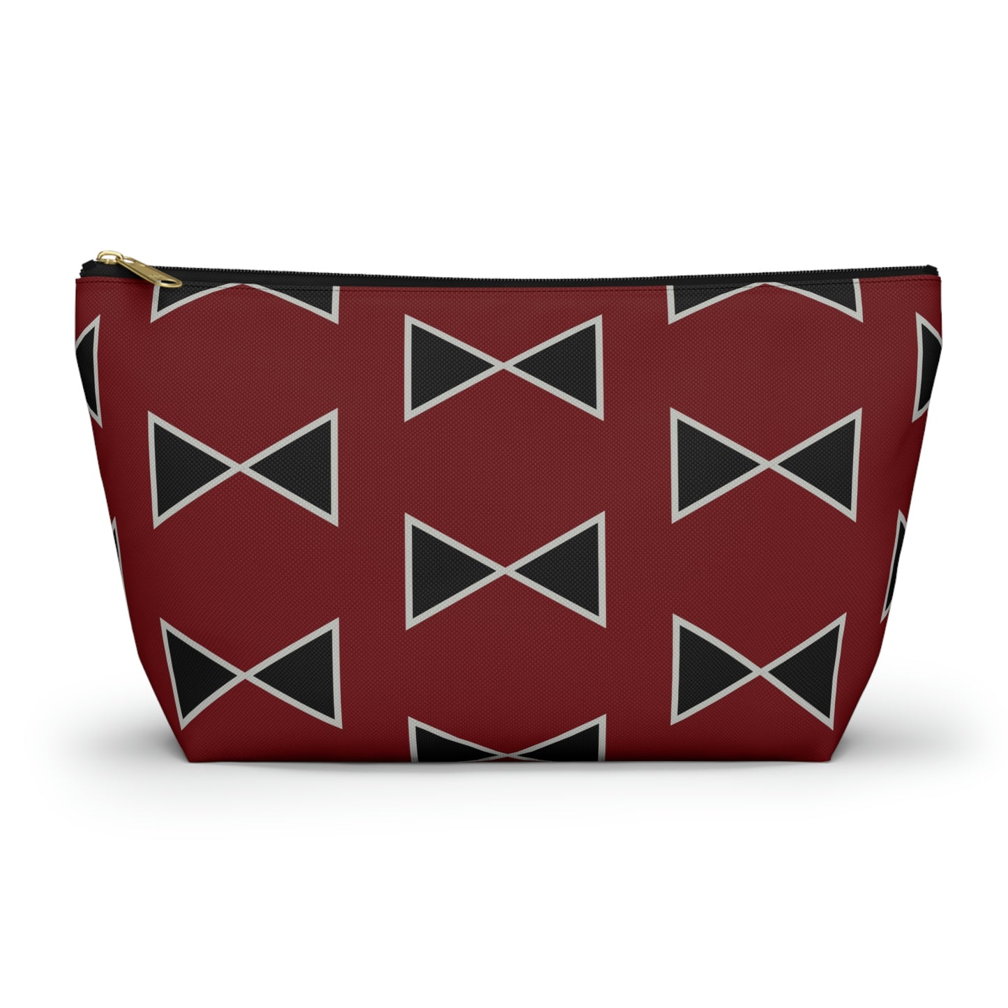 Black & Garnet Maroon Bows Accessory Pouch with T-bottom