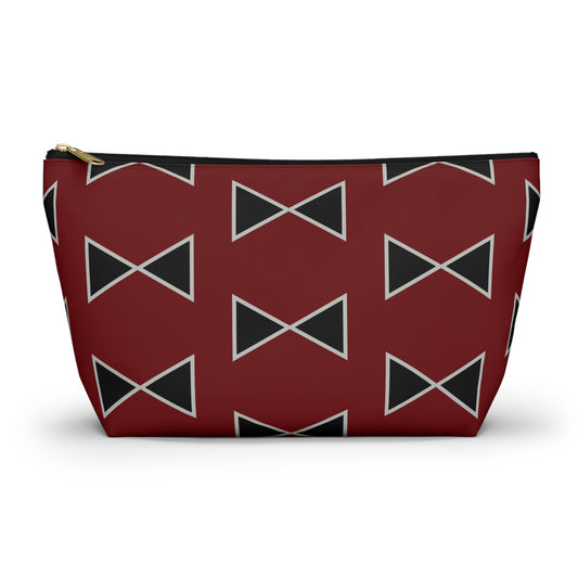 Black & Garnet Maroon Bows Accessory Pouch with T-bottom