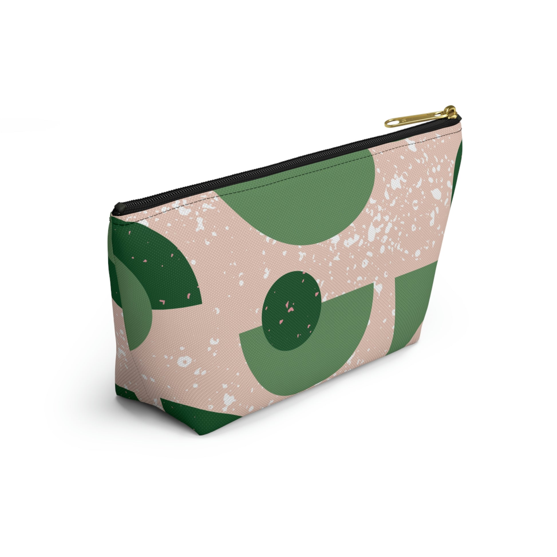 Green & Peach Mid Century Modern Accessory Pouch with T-bottom - BowsAndArtsDesigns