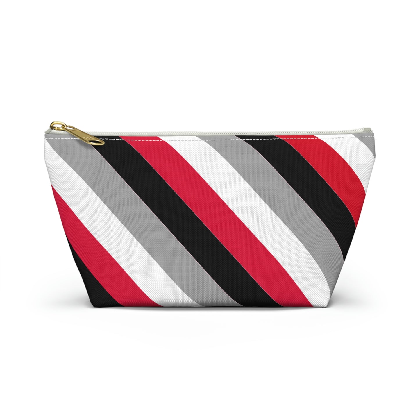 Red, Black, & White Diagonal Stripes Accessory Pouch with T-bottom - BowsAndArtsDesigns