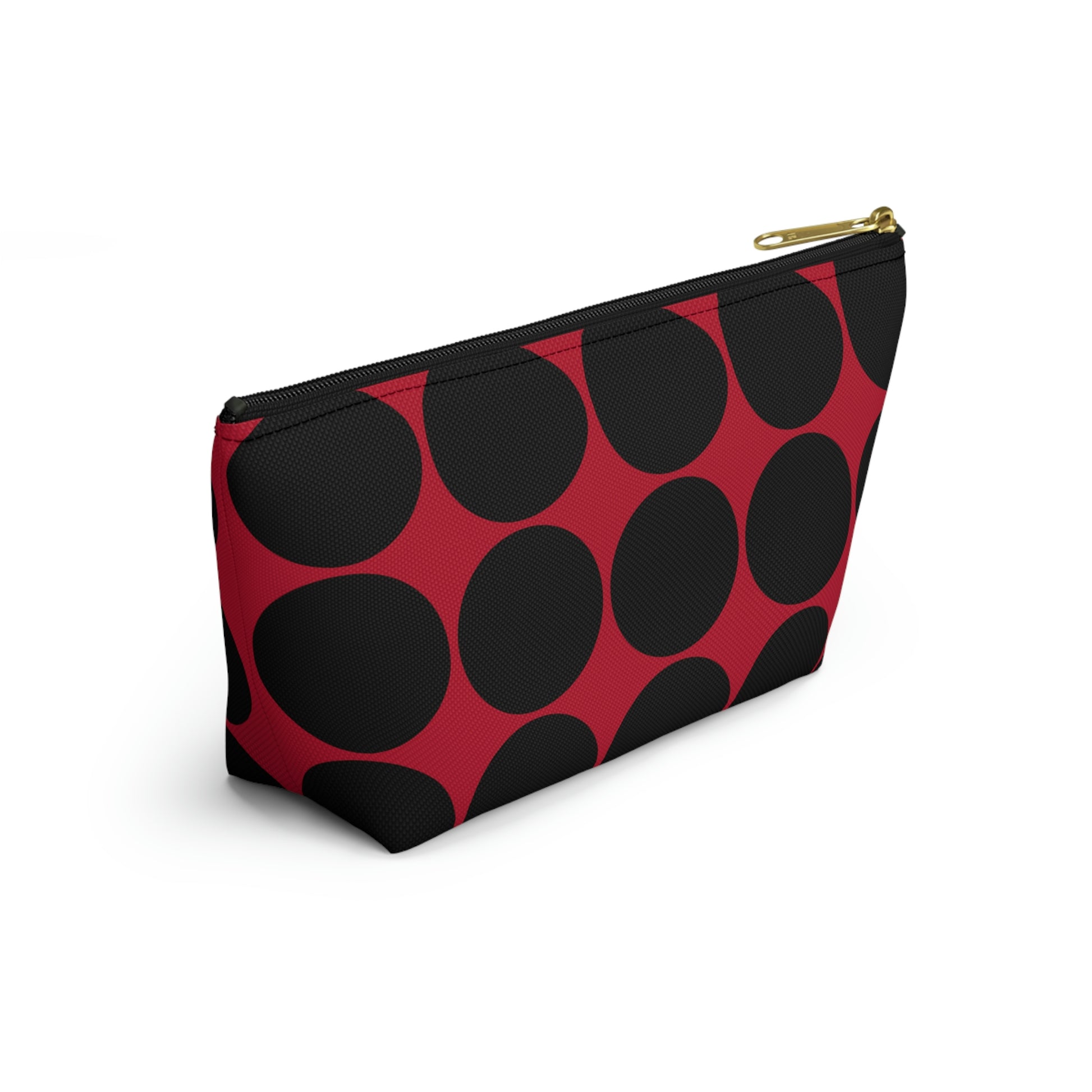 Red & Black Circle Accessory Pouch with T-bottom - BowsAndArtsDesigns
