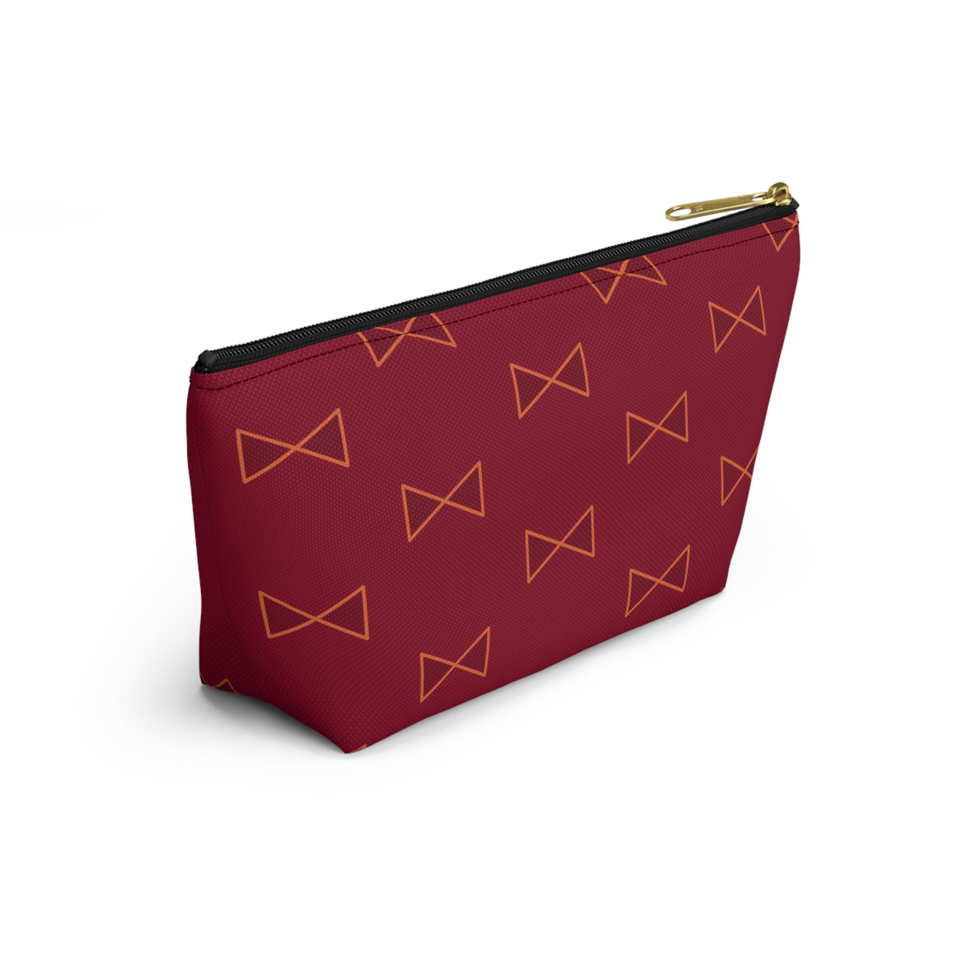 Maroon & Tangerine Bows Accessory Pouch with T-bottom - BowsAndArtsDesigns