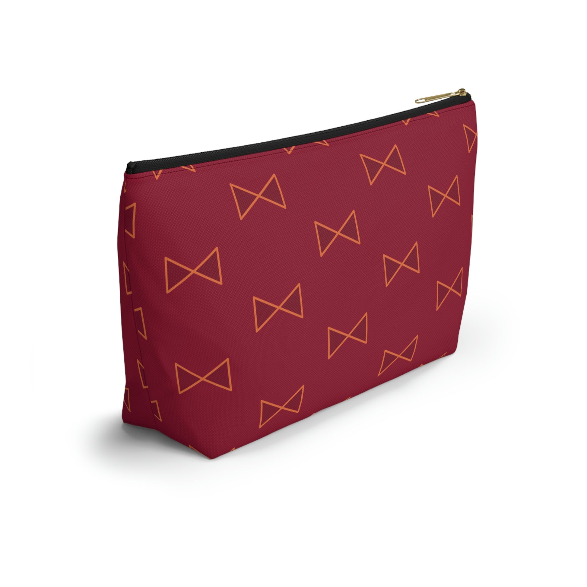 Maroon & Tangerine Bows Accessory Pouch with T-bottom - BowsAndArtsDesigns