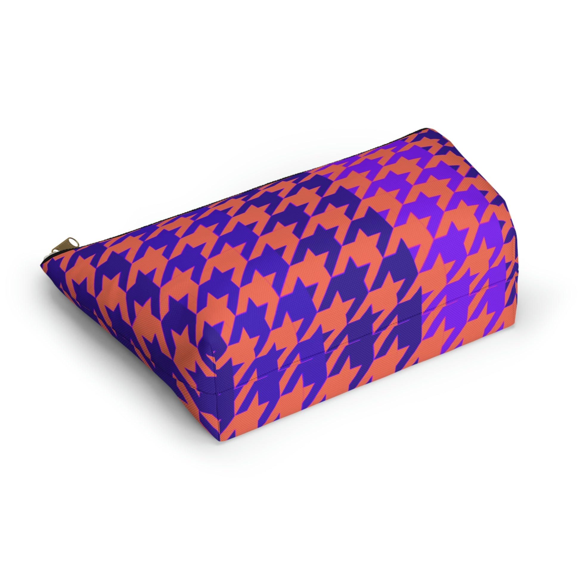 Purple & Orange Houndstooth Accessory Pouch with T-bottom - BowsAndArtsDesigns