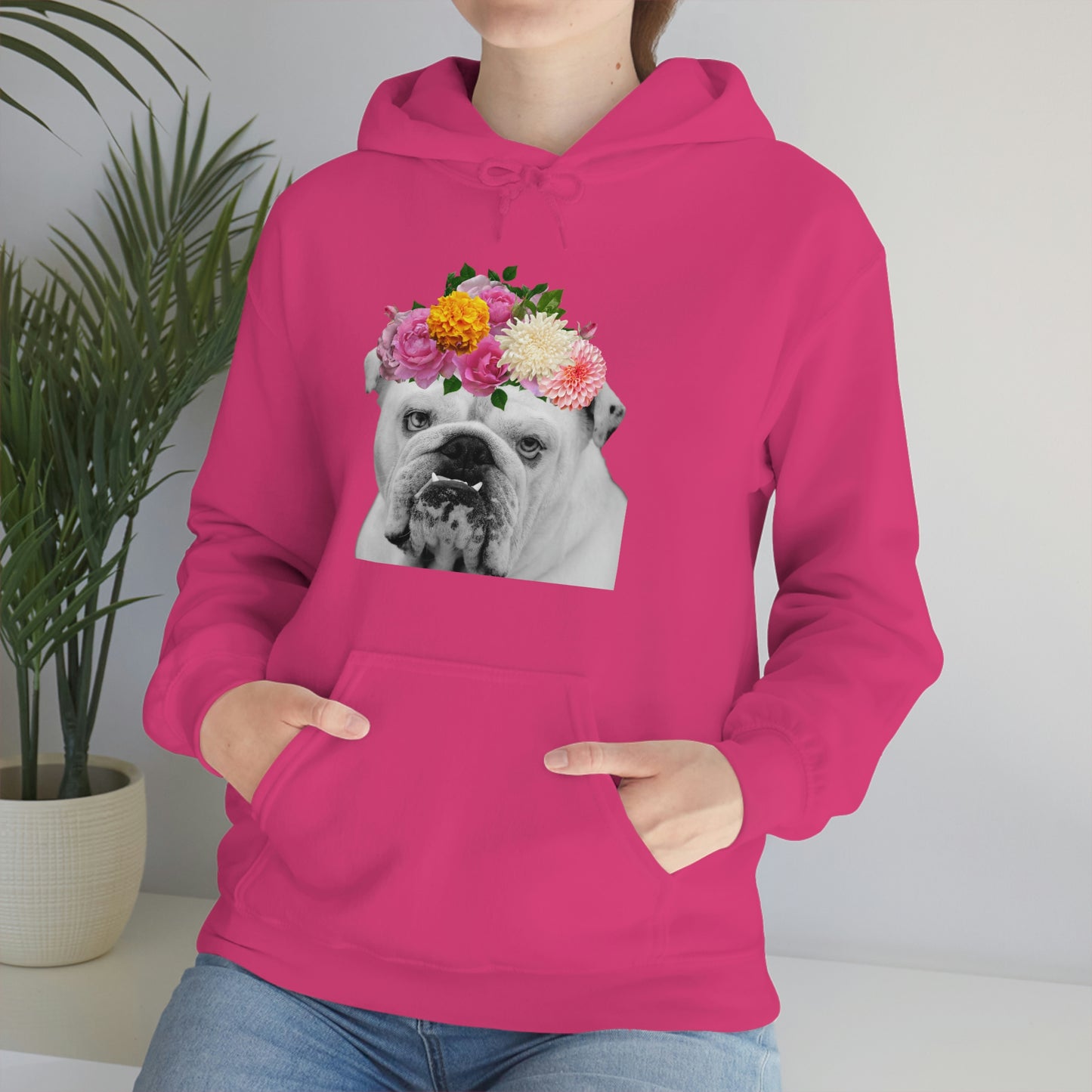 Very Pretty Bulldog Flower Crown Hoodie | Multiple Colors - BowsAndArtsDesigns