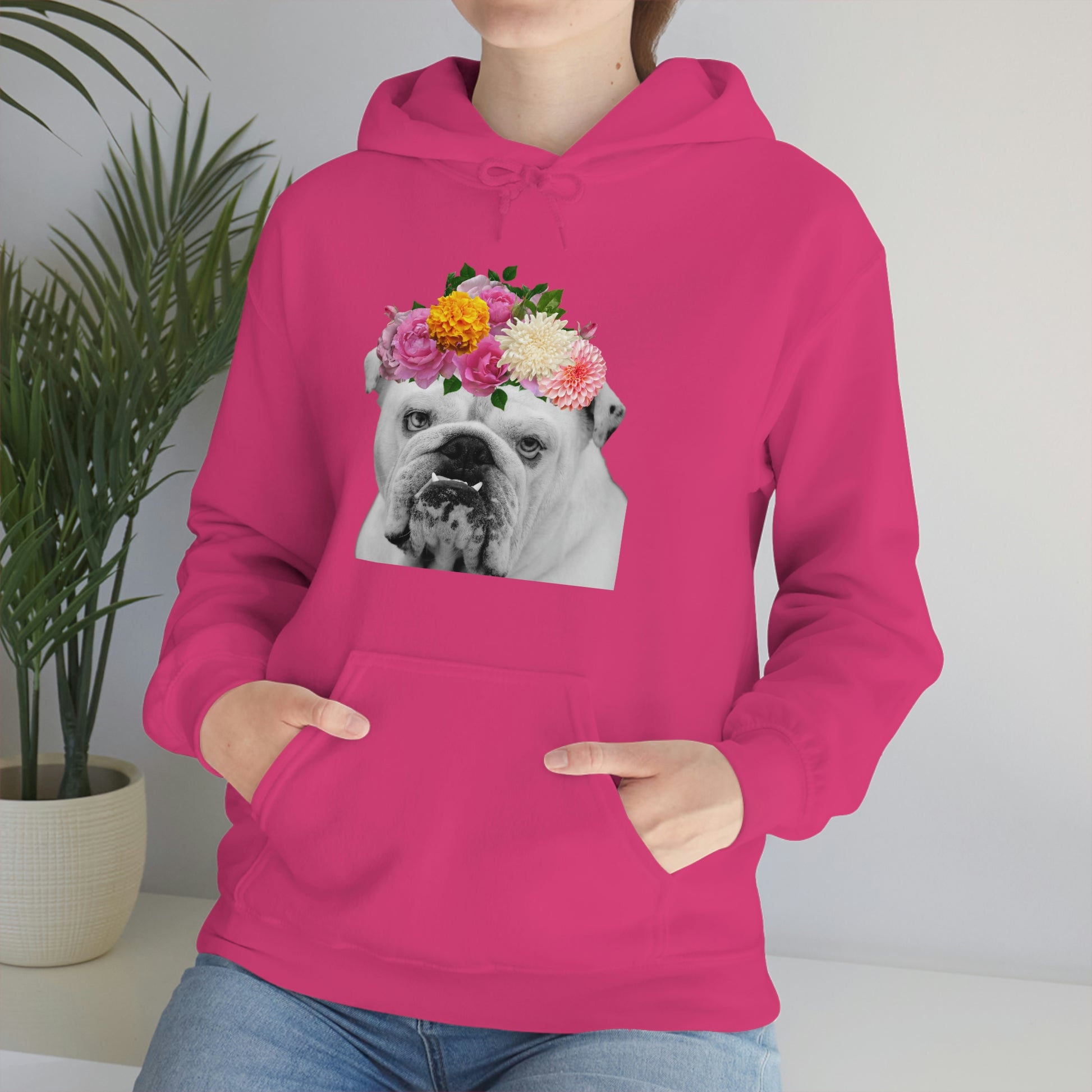 Very Pretty Bulldog Flower Crown Hoodie | Multiple Colors - BowsAndArtsDesigns