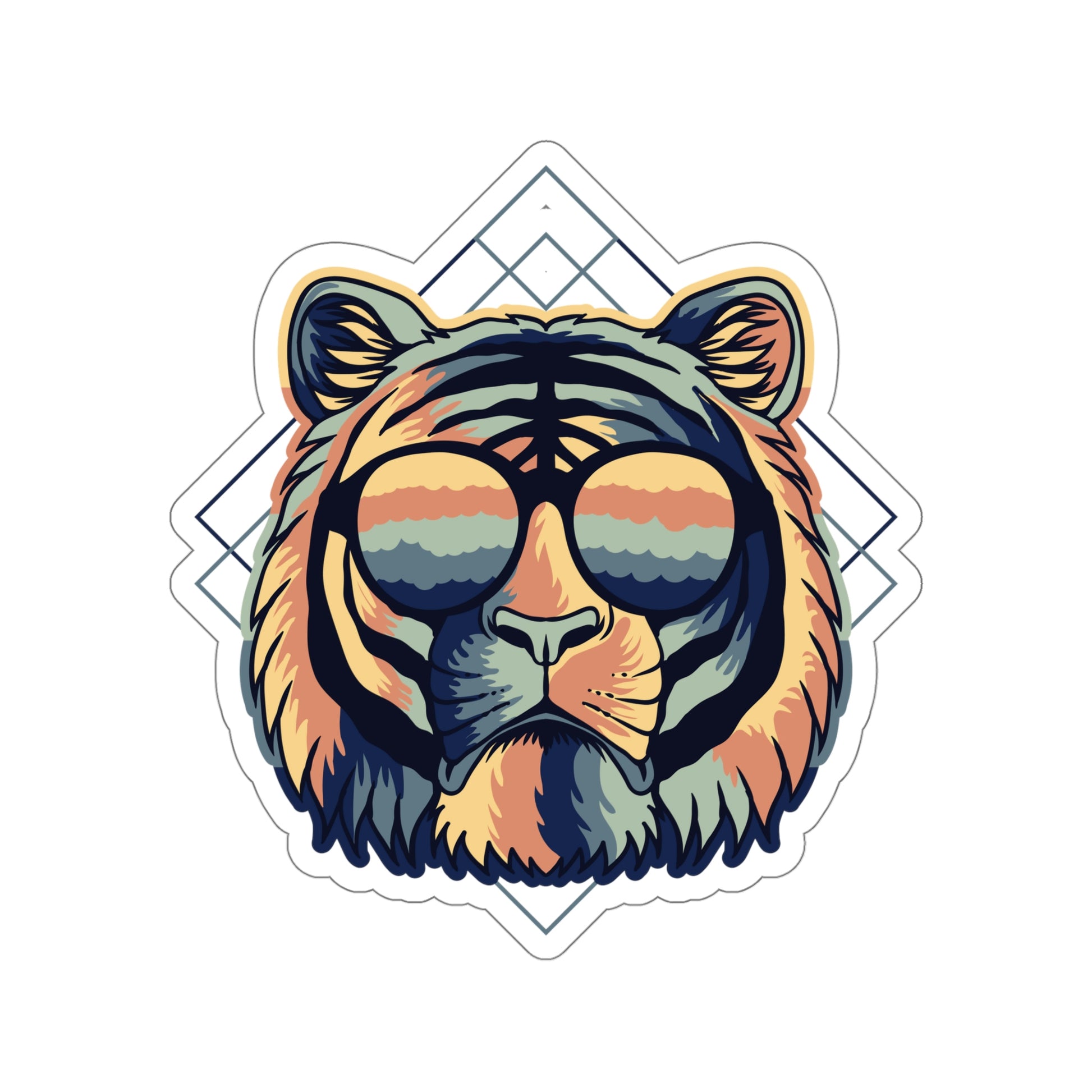 Earth Tone Tiger Sunnies Vinyl Kiss-Cut Sticker - BowsAndArtsDesigns
