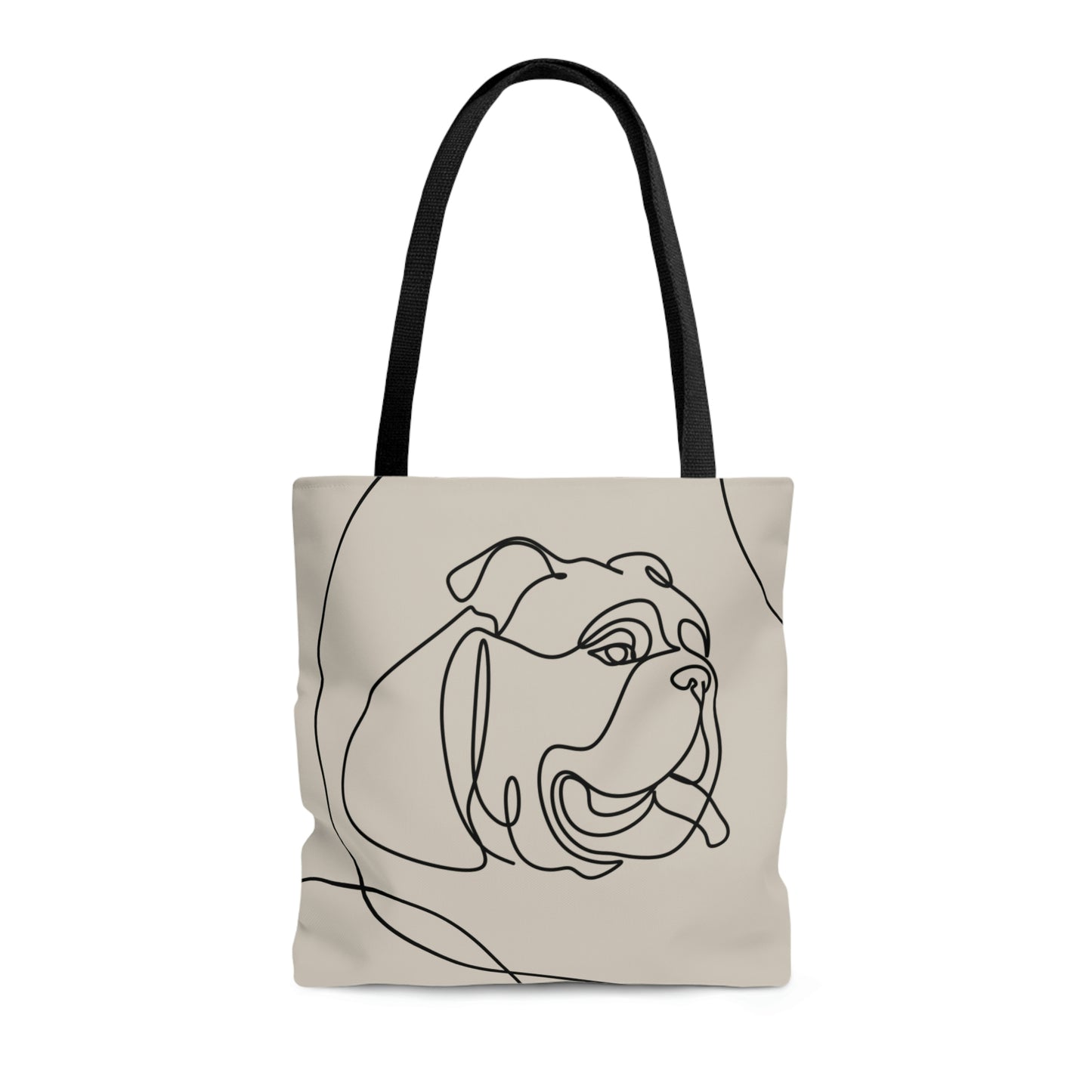 Taupe Bulldog Aesthetic Canvas Tote Bag