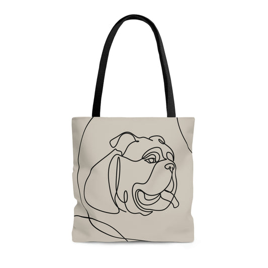 Taupe Bulldog Aesthetic Canvas Tote Bag