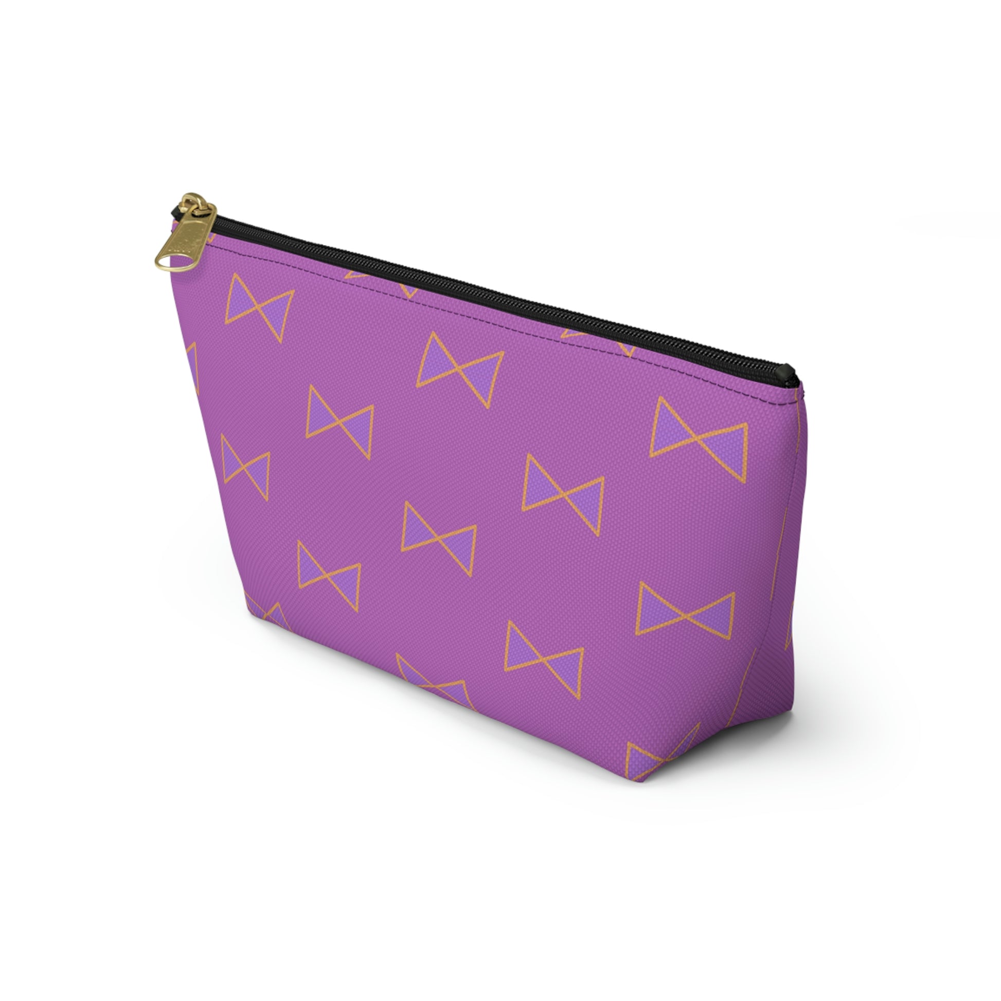 Purple & Tangerine Orange Bows Accessory Pouch with T-bottom - BowsAndArtsDesigns