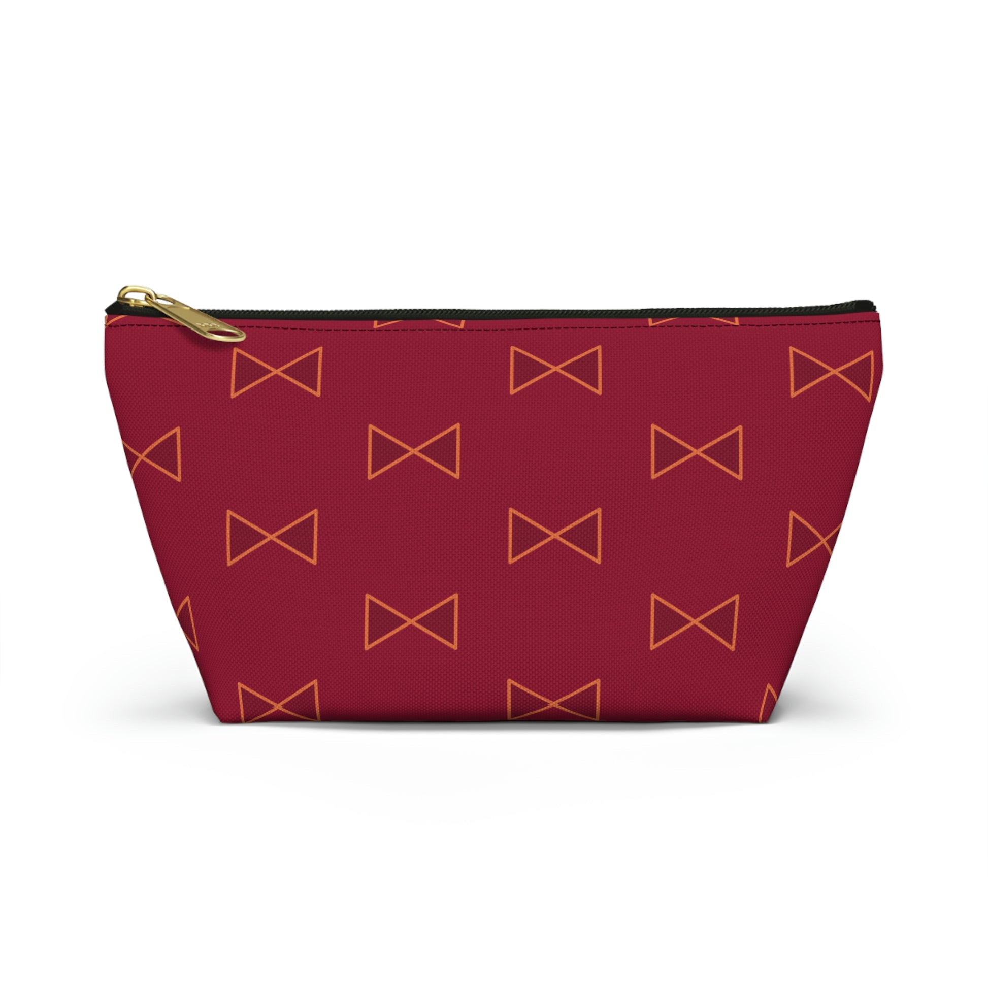 Maroon & Tangerine Bows Accessory Pouch with T-bottom - BowsAndArtsDesigns