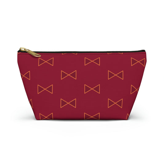 Maroon & Tangerine Bows Accessory Pouch with T-bottom - BowsAndArtsDesigns