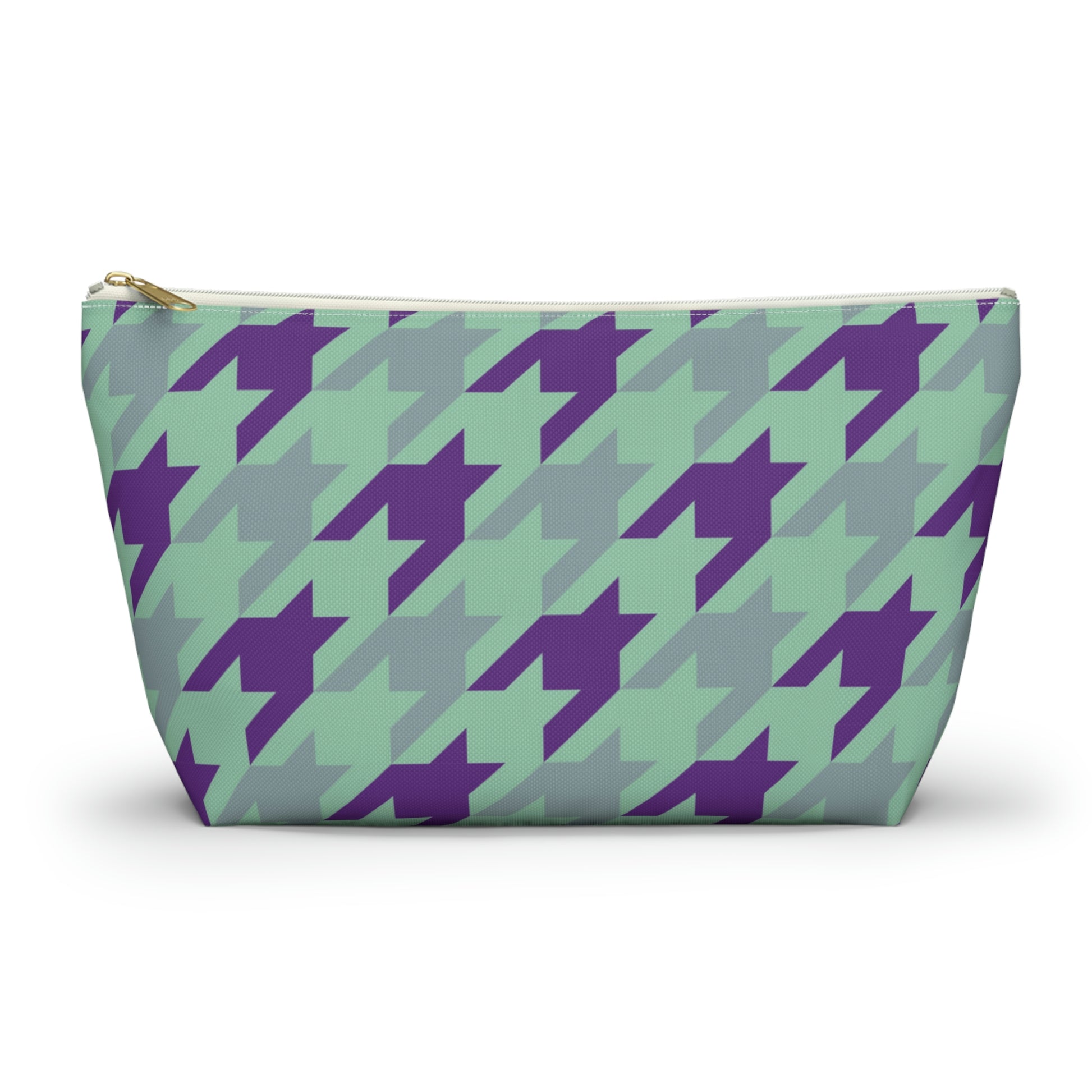 Purple & Mint Accessory Pouch with T-bottom - BowsAndArtsDesigns